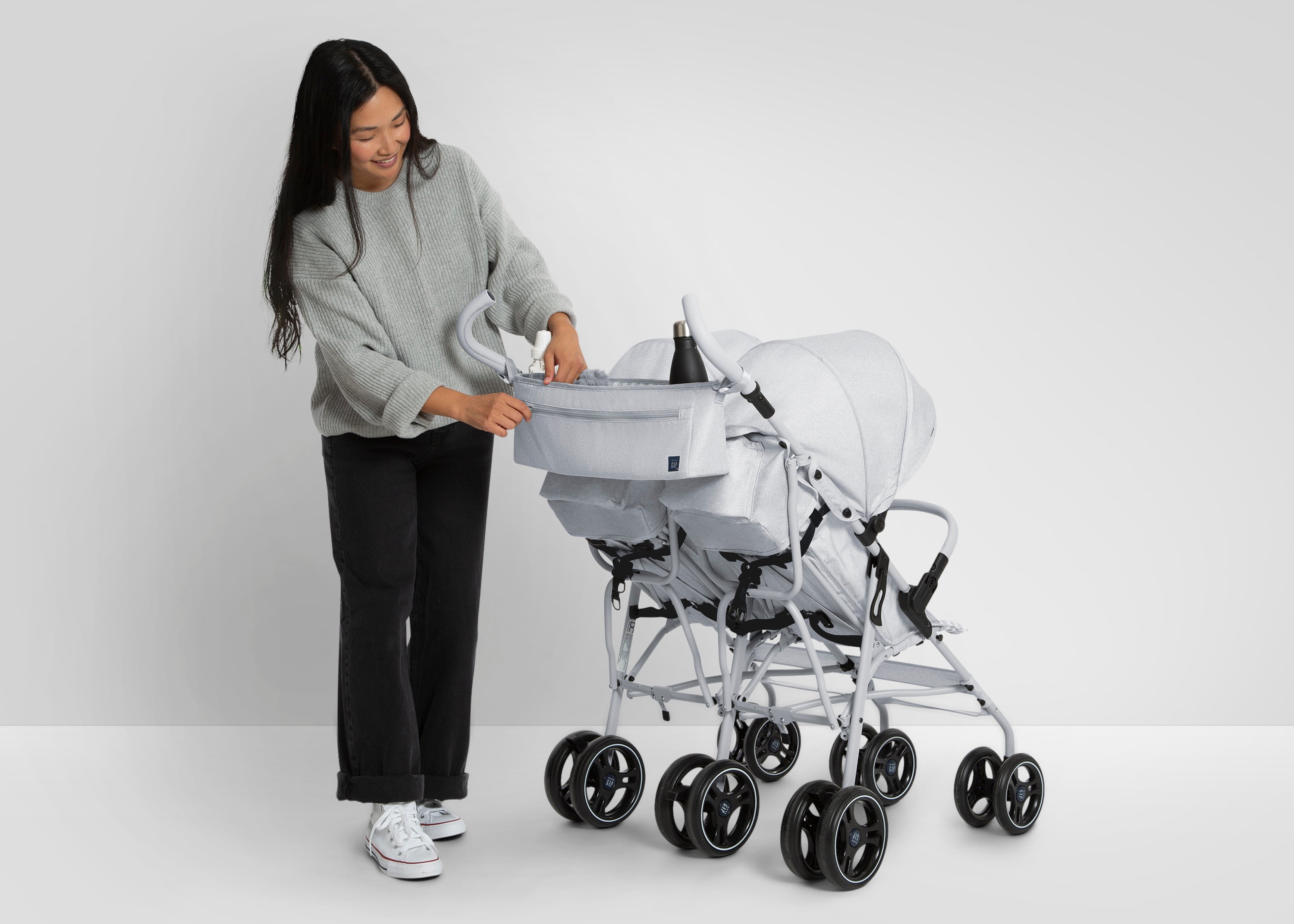 BabyGap Classic Parent Organizer for Double Stroller - Convenient Storage for Diapers, Bottles & Essentials - Perfect for Shopping, Travel & Family Outings