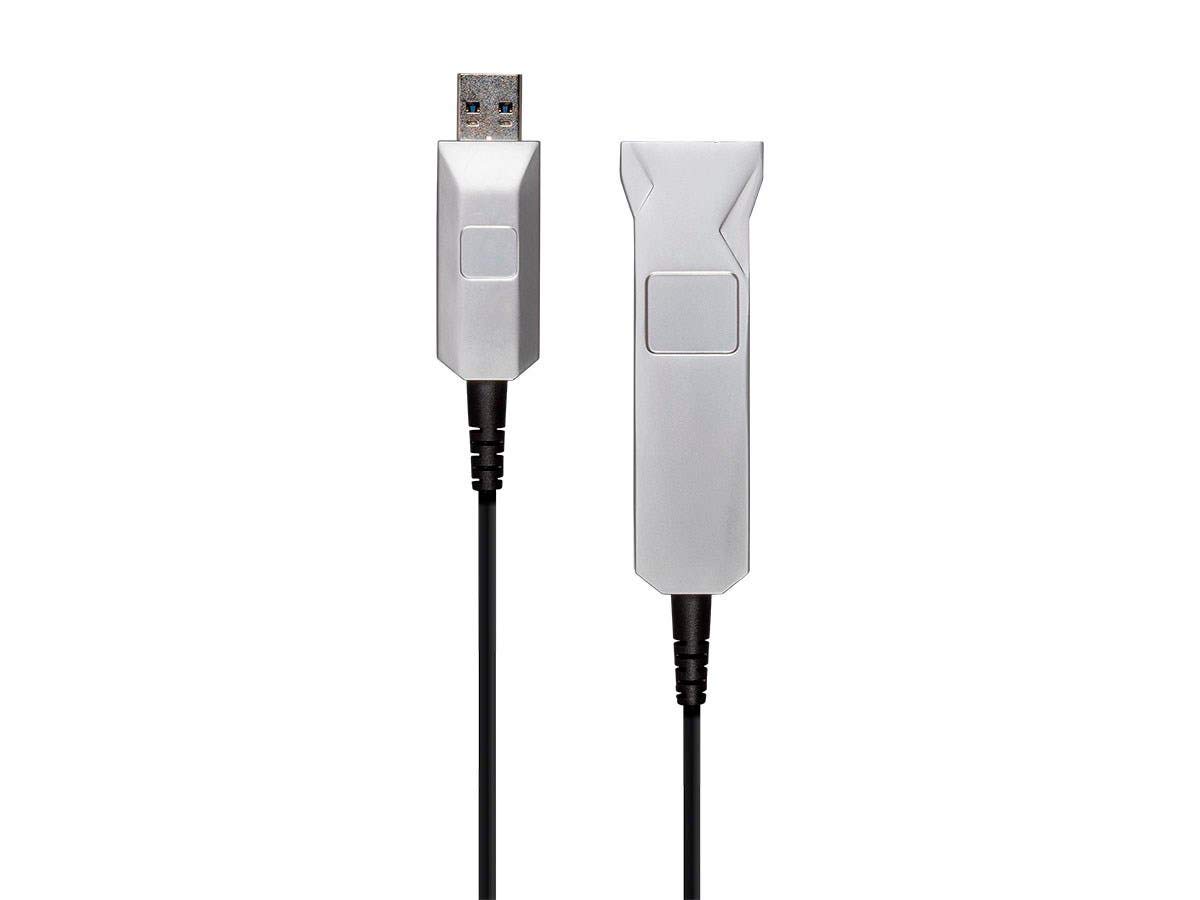 Monoprice USB 3.0 Type-A Male to Female Extension Cable - 98.4ft Fiber Optic SlimRun Silver - High Speed Data Transfer for PC, Laptop, Printer, External Hard Drive & Home Office Setup