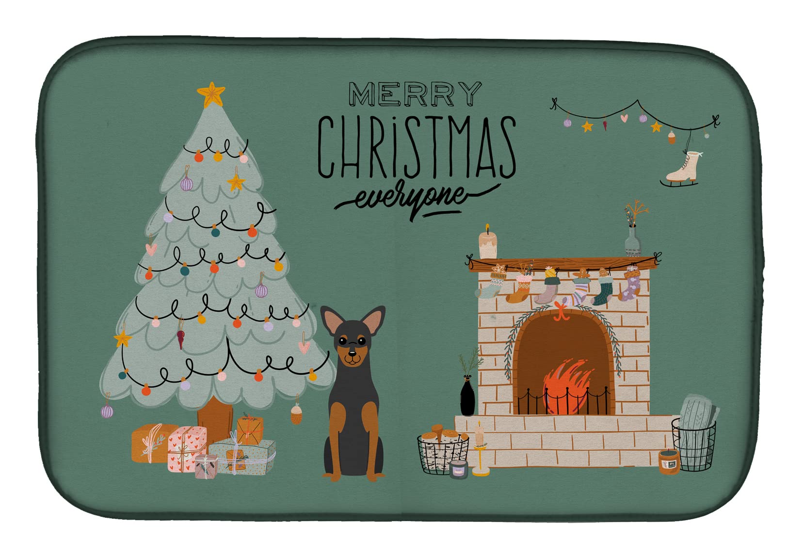 Manchester Terrier Christmas Everyone Absorbent Dish Drying Mat - 14