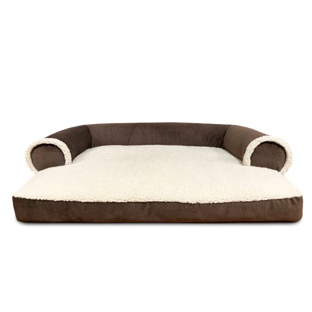 King Size Orthopedic Dog Bed for Large Dogs & Cats - Plush Microsuede & Sherpa Sofa-Style Pet Bed with Removable Washable Cover | Perfect for Living Room, Bedroom & Pet-Friendly Spaces