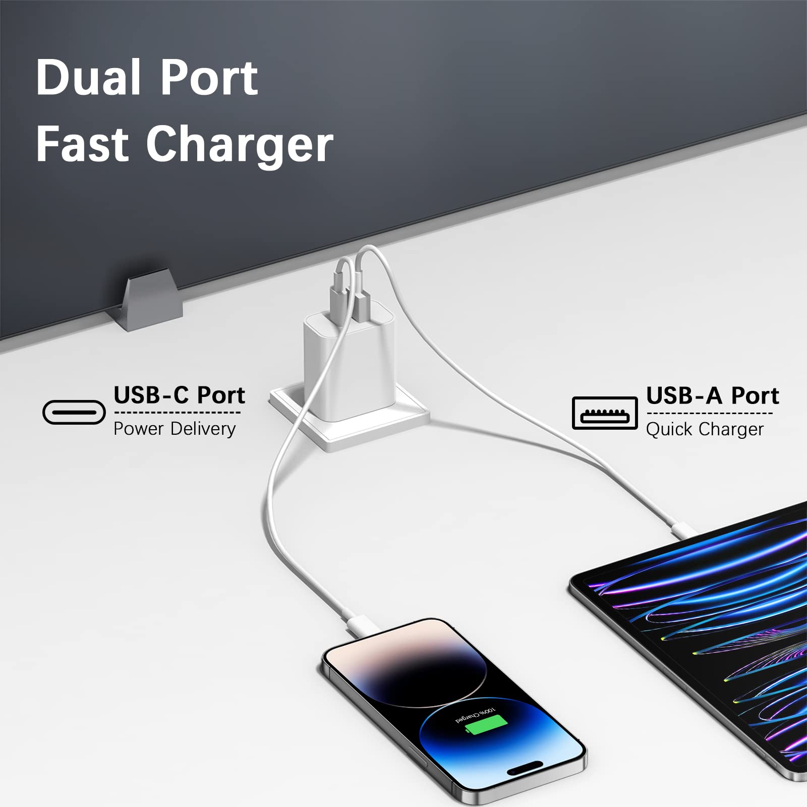 20W Fast Charger Block 3-Pack with Dual USB-C Ports - Compatible with iPhone 16/15/14/13/12/11 Pro Max, iPad, Samsung Galaxy & Android Phones - Quick Charging Adapter for Home, Office & Travel