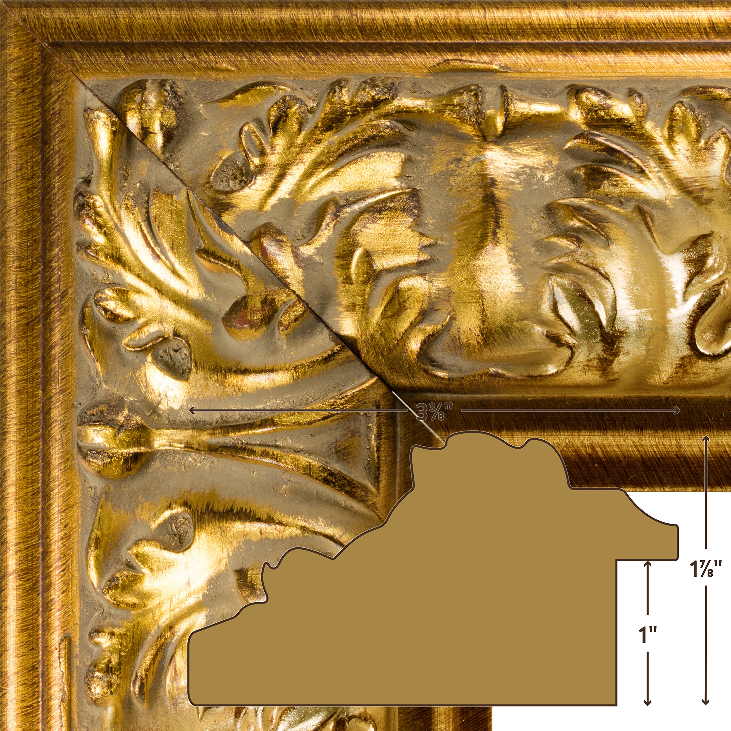Craig Frames Barroco Antique Gold Baroque Picture Frame - 18x36 Inch - Elegant Wall Decor for Living Room, Bedroom & Office