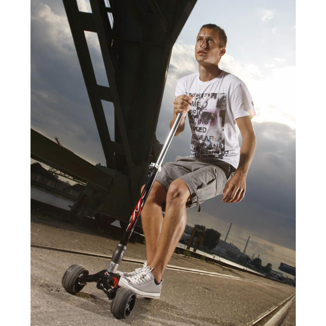 Micro Kickboard Monster 3 Wheel Adult Scooter - Volcano Grey | Commuter & Leisure Scooter for Urban Travel & Outdoor Fun
