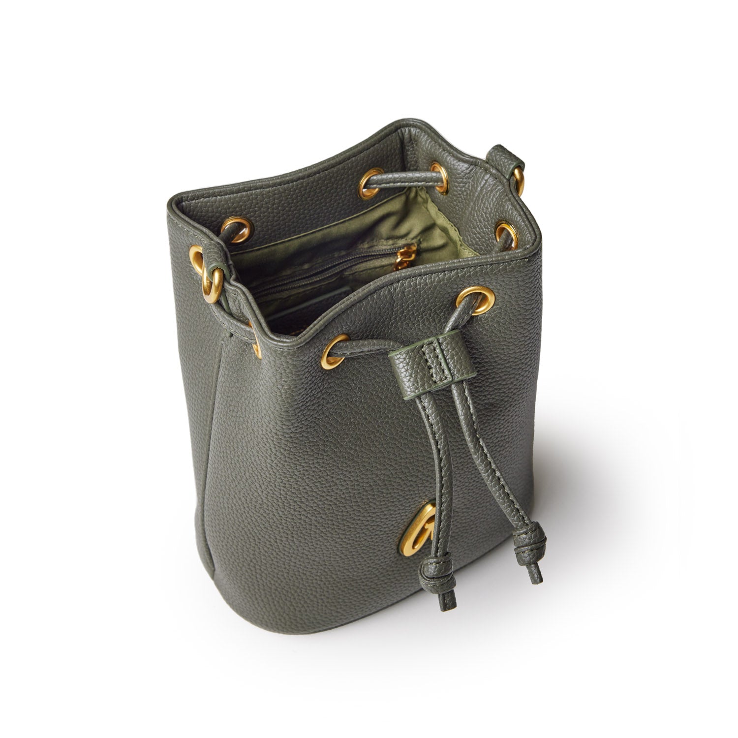 Mini Pebble Leather Bucket Bag - Olive Green Crossbody Purse for Women, Fashionable & Durable Handbag for Daily Use, Work, Travel & Shopping