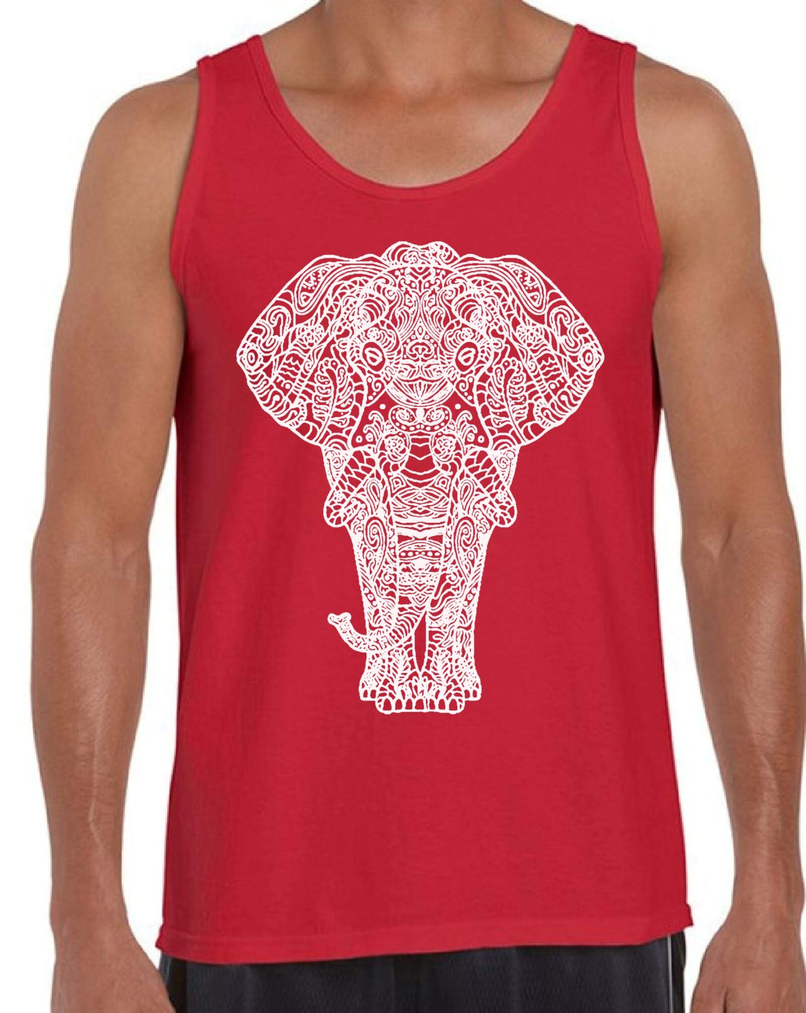 Awkwardstyles Men's Elephant Print Tank Top - Animal Lover Graphic Tee, Indian Aztec Style Muscle Shirt with Free Bookmark - Perfect for Summer Outfits, Beach Wear & Casual Street Style