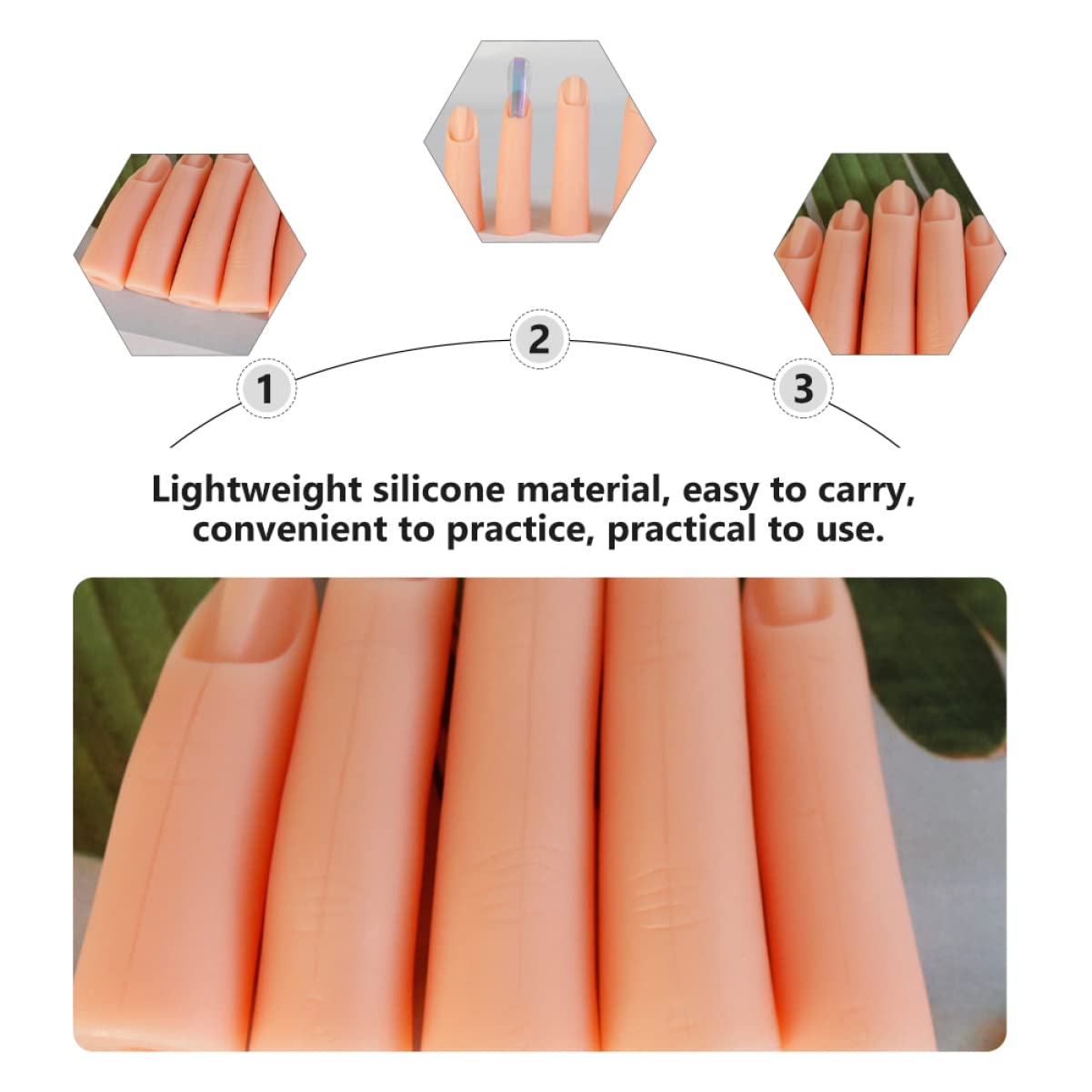 FOMIYES 10-Piece Silicone Nail Practice Fingers - Artificial Manicure Training Fingers for Nail Tech Students & Beginners - Perfect for Salon Practice, Nail Art Design & Acrylic Application Training