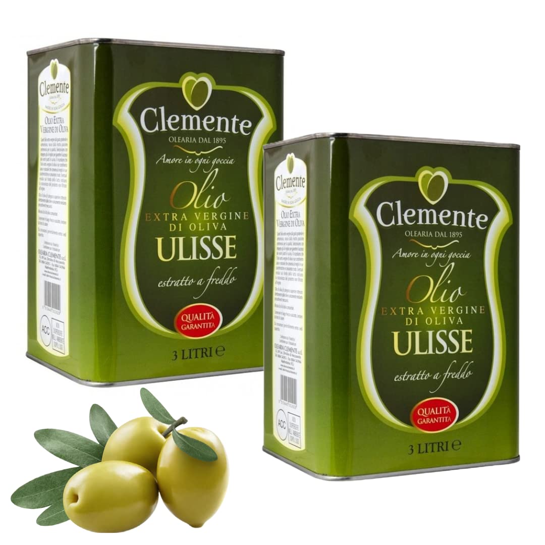 Premium Clemente Ulisse Extra Virgin Olive Oil - Cold Extracted, Non-GMO, 101 Fl Oz (3L) Twin Pack - Perfect for Cooking, Salads & Healthy Recipes