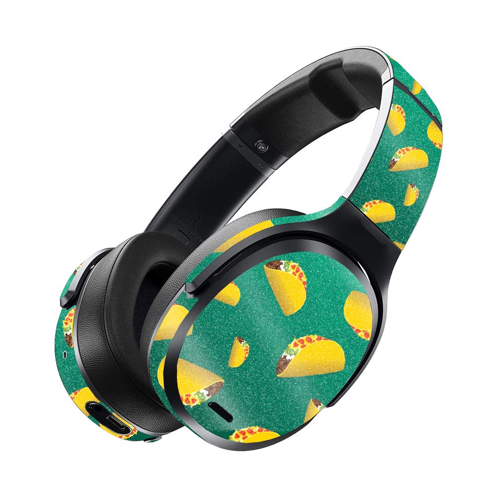 MightySkins Glossy Glitter Vinyl Skin Wrap for Skullcandy Crusher ANC Headphones - Taco Design | Protective Cover with Durable High-Gloss Finish | Easy to Apply & Remove | Made in USA | Perfect for Customizing Headphones for Parties, Travel, and Everyday Use