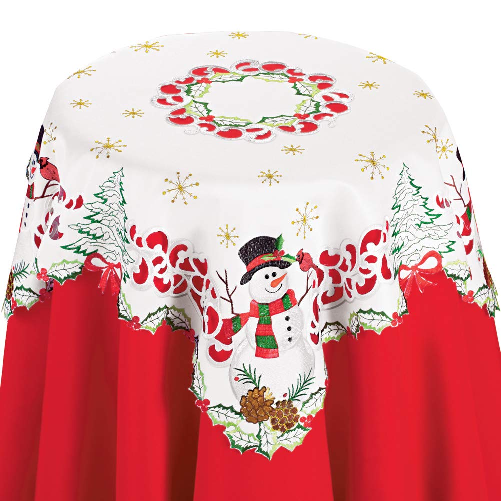Christmas Snowman & Cardinal Cutout Table Linens Set - Holiday Dining Decor with Pinecones, Trees & Bows - Perfect for Festive Dinner Parties & Seasonal Home Decoration