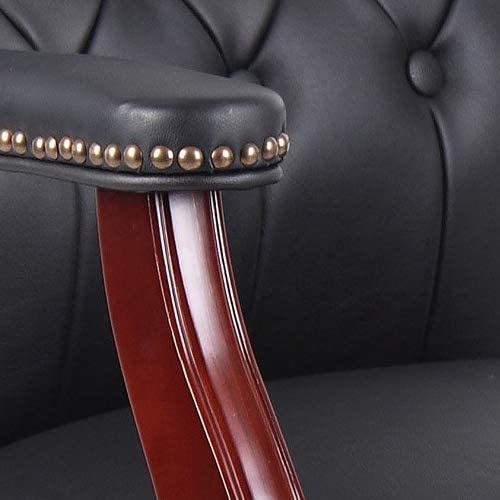 Premium Black Leather Office Chairs Set of 6 - High Back Ergonomic Executive Guest Chairs for Reception & Conference Rooms - Perfect for Waiting Areas, Meetings, Church Events & Lobby Seating - Armrest Design Without Wheels - Modern Professional Workspace Furniture