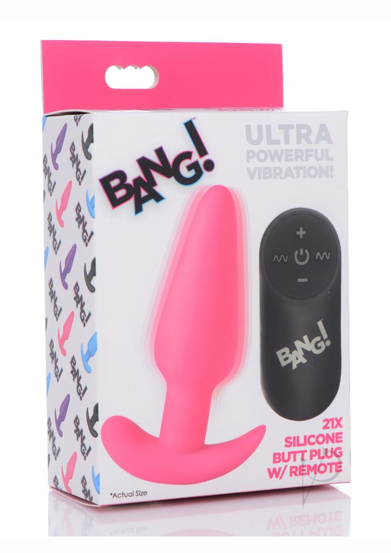 21x Vibrating Silicone Rechargeable Butt Plug with Remote Control - Pink | Waterproof Anal Toy for Couples & Solo Play | Enhance Intimacy & Pleasure in Bedroom or BDSM Scenes
