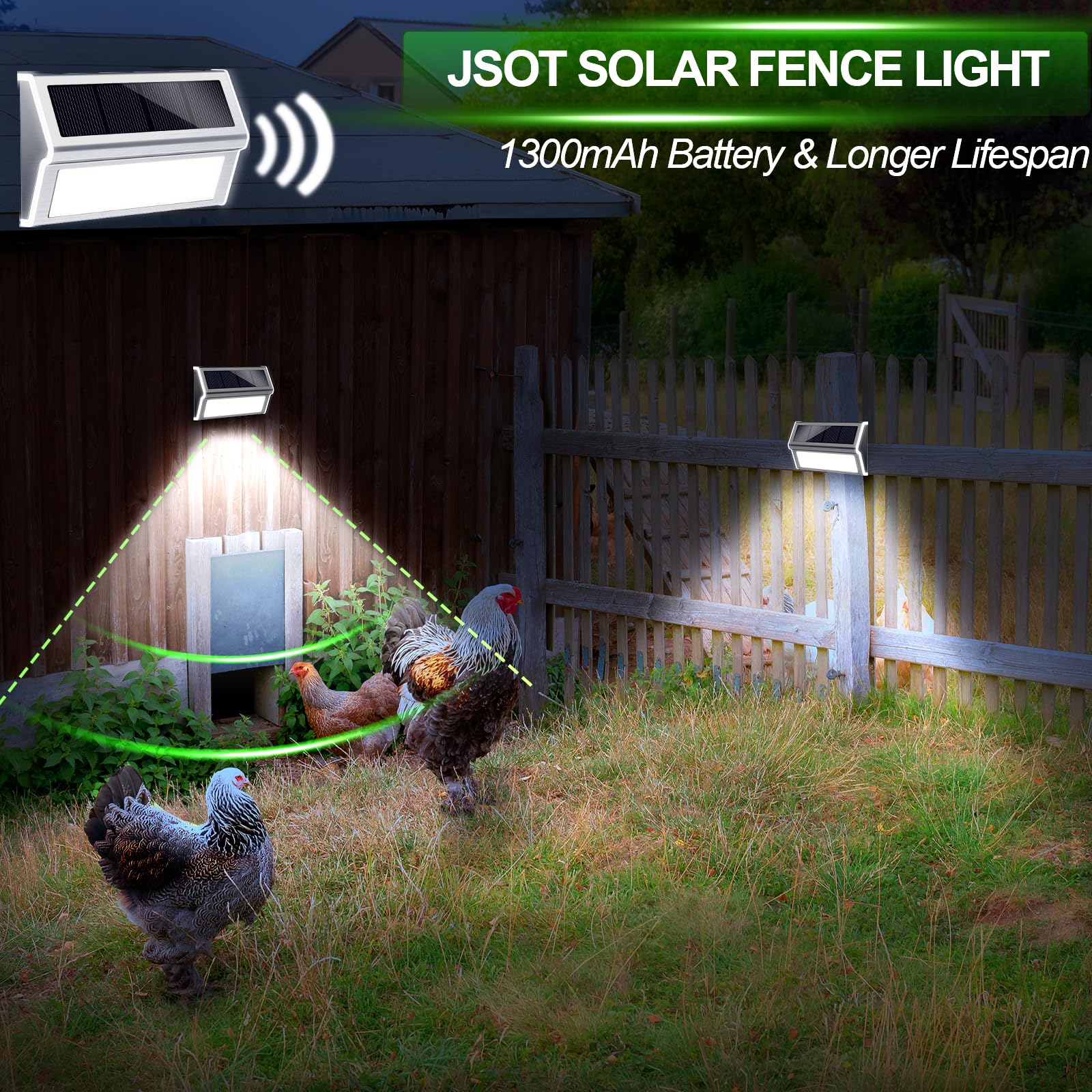 JSOT 10-Pack Solar Outdoor Lights Waterproof - 9 LED Solar Fence Lights for Deck, Garden, Backyard, Patio, Yard, Wall, Step & Pool Lighting | Cool White | Weather-Resistant Solar Post Lamps for Pathway, Stairs & Landscape Illumination