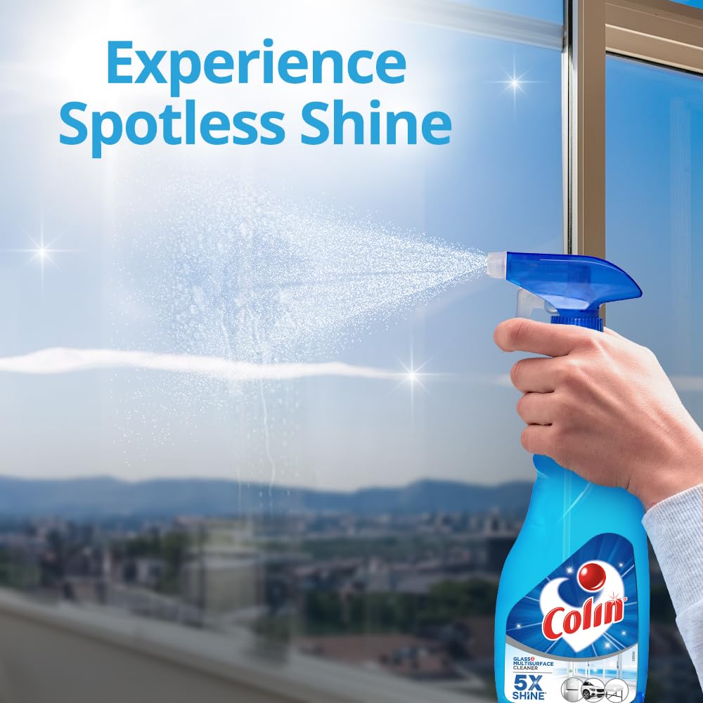 Colin 500ml Glass & Surface Cleaner Spray | India's #1 Glass Cleaning Solution | Multi-Purpose Cleaner for Cars, Kitchens & Home Surfaces | Streak-Free Shine for Windows, Mirrors & Countertops | Perfect for Daily Cleaning & Maintenance