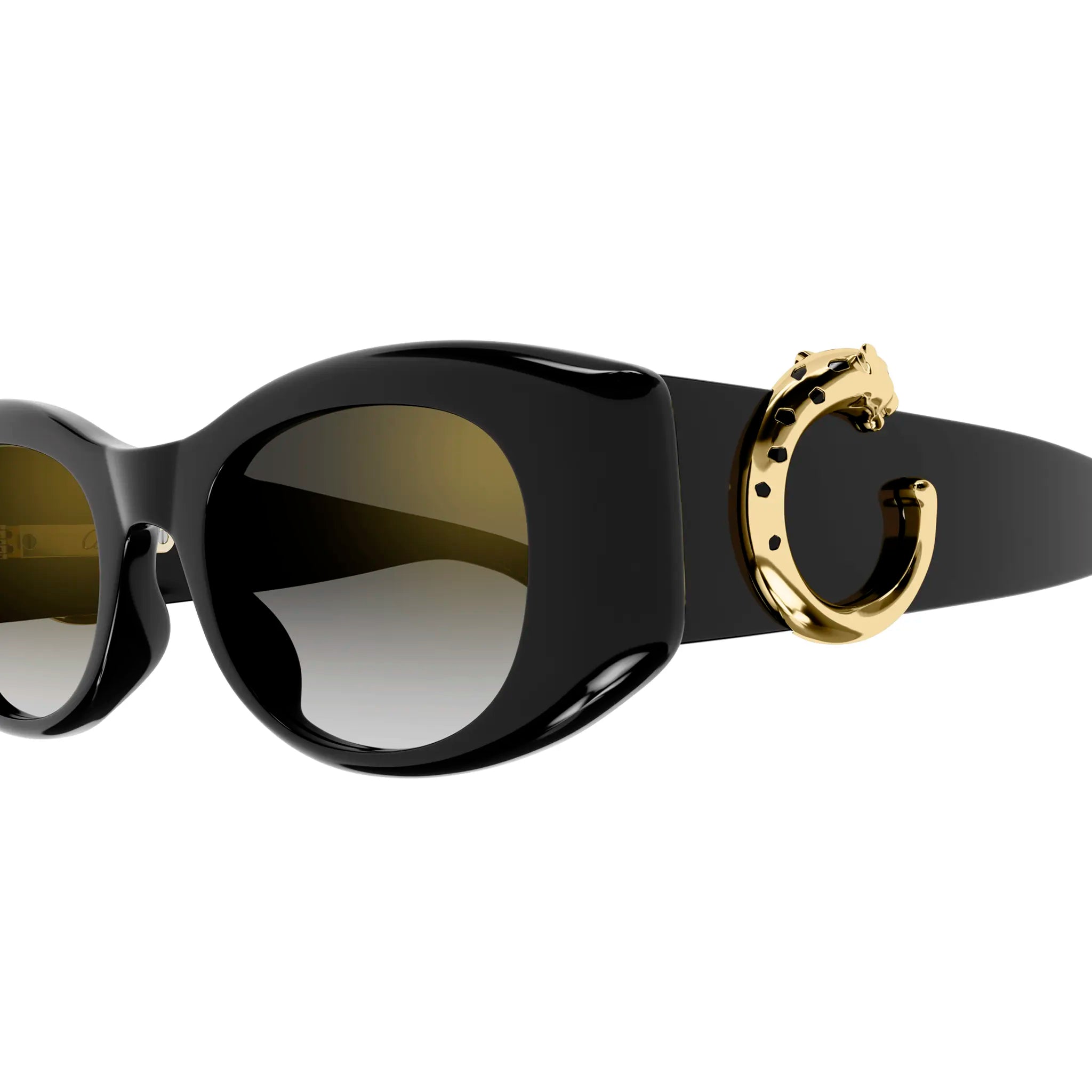 Cartier CT0472S 001 C Panthere De Cartier Black Grey Polarized Sunglasses for Women - Luxury UV Protection Shades for Driving, Beach & Outdoor Fashion