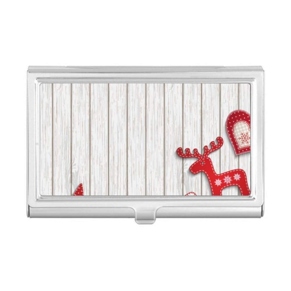 Festive Red Moose Star Business Card Holder Case - Leather Card Wallet Organizer for Christmas Gifts, Office Supplies & Professional Networking Events