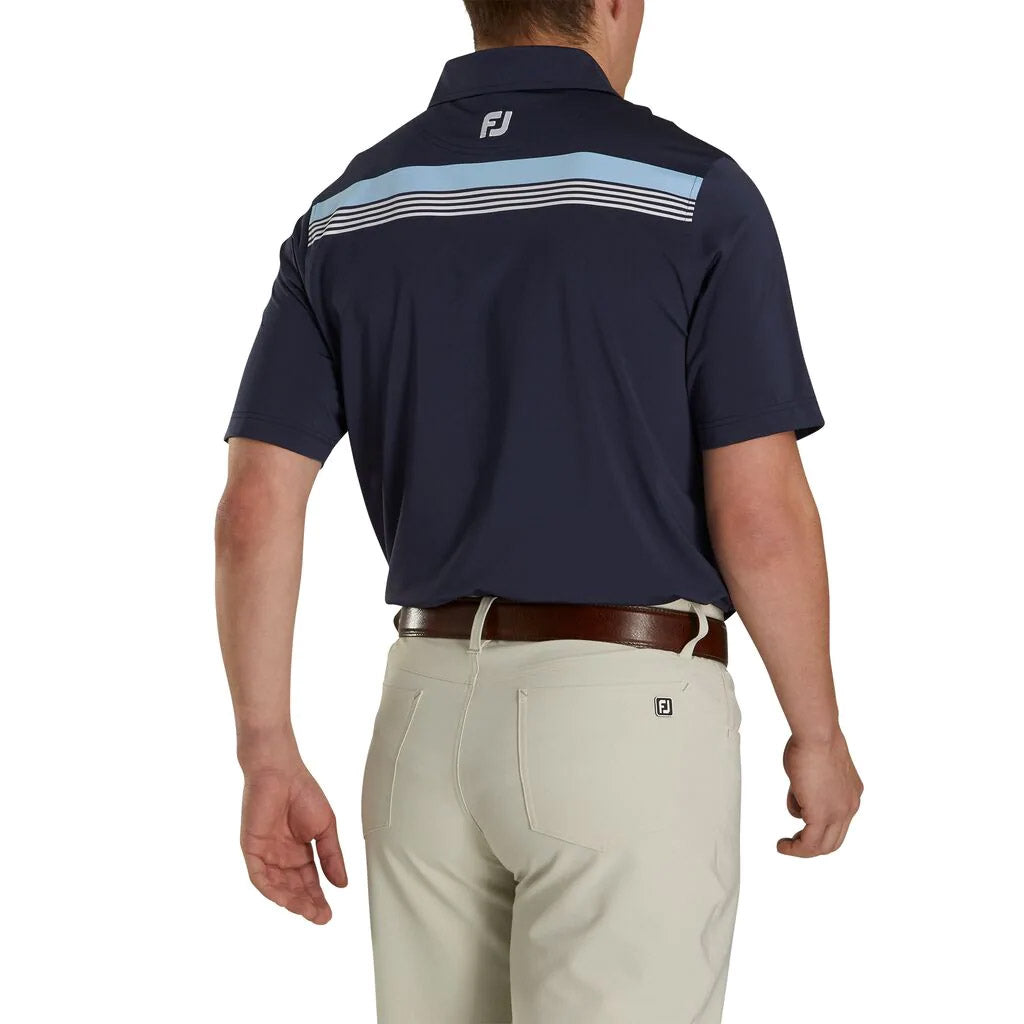FootJoy Men's Athletic Fit Golf Polo Shirt - Engineered ChestBand, Self Collar, Navy Blue - Perfect for Golf Tournaments & Casual Wear