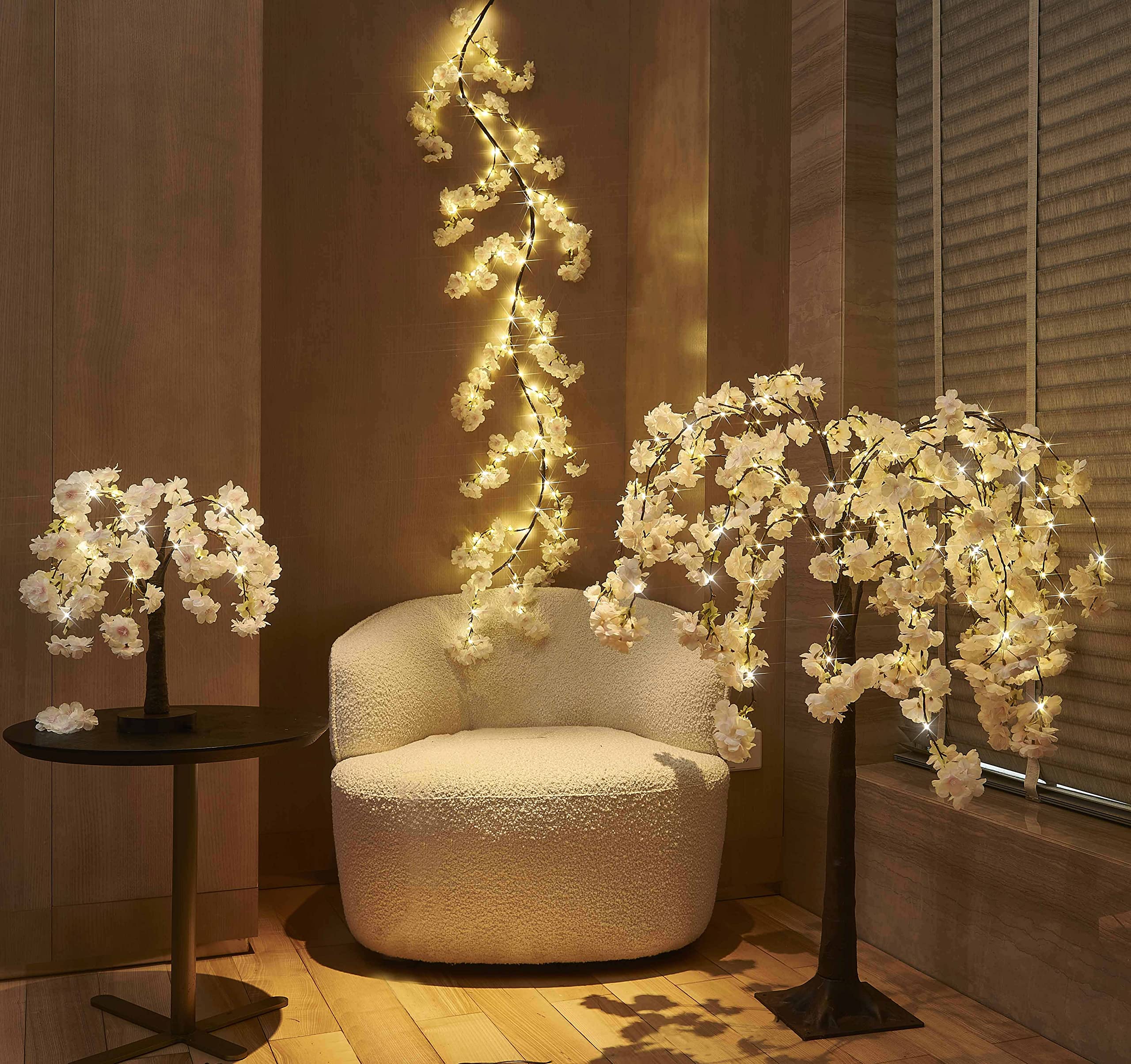 BAOLITVINE 4FT Lighted Faux Weeping Cherry Tree with 180 Warm White Fairy Lights - Artificial Flower Tree for Wedding, Birthday Party, Home, Garden, Indoor & Outdoor Decor - Perfect for Romantic Nights, Holiday Displays and Special Occasions