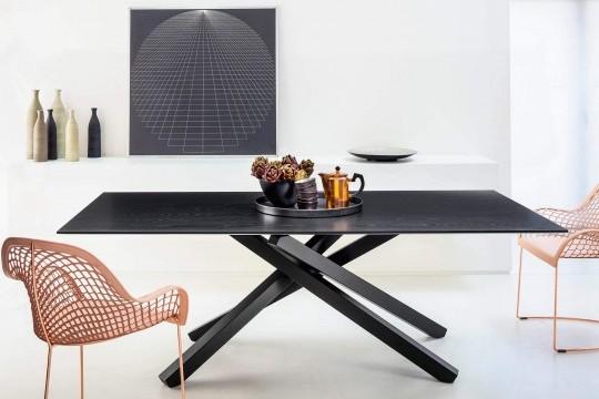 Midj Pechino Modern Dining Table - Elegant Wooden Kitchen Table for 6, Perfect for Family Dinners & Entertaining Guests