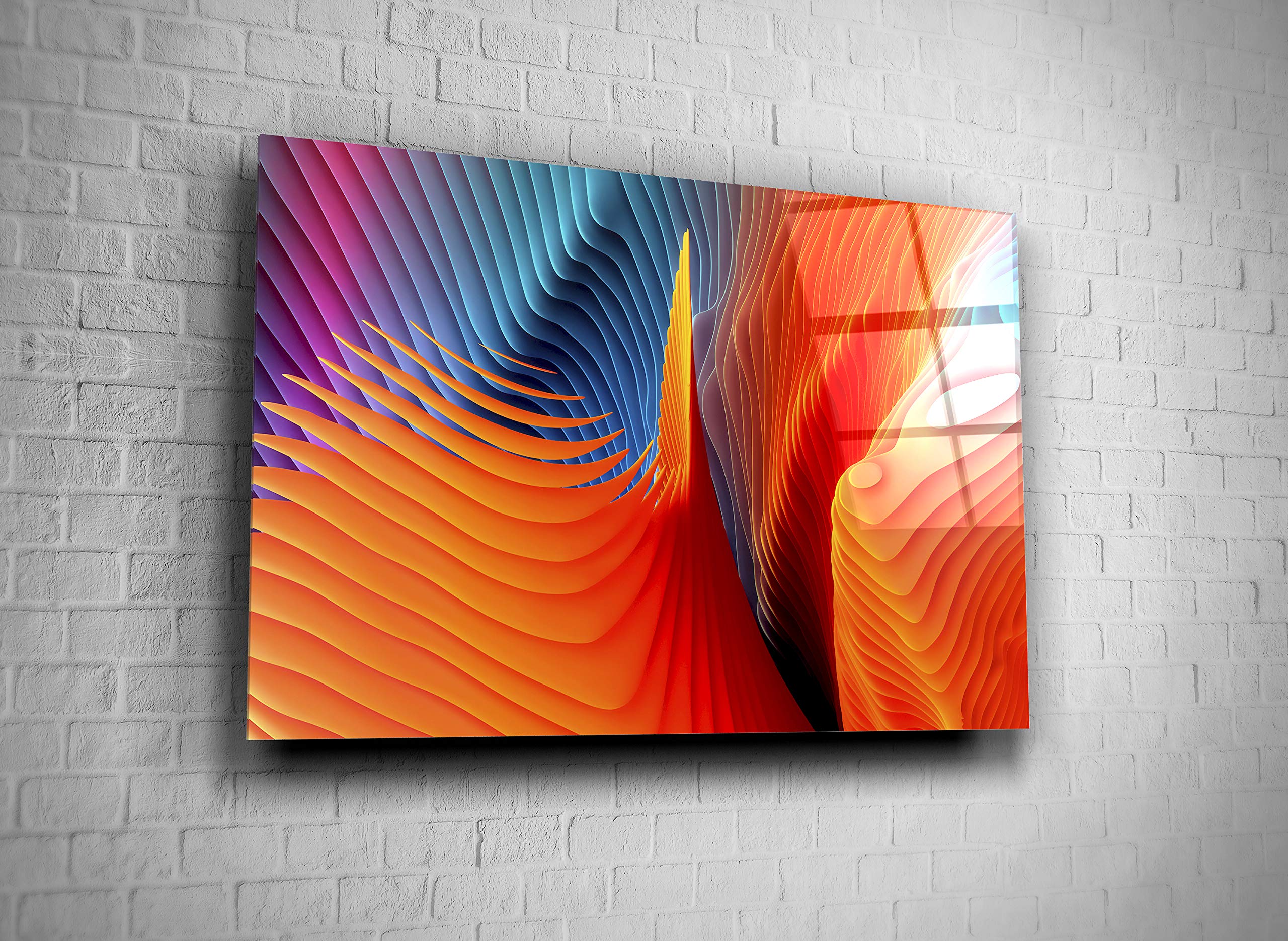 Vibrant Abstract Digital Print Tempered Glass Canvas Wall Art - Modern Home, Office & Hotel Decor - Unique Gift Idea (24x36) - Perfect for Living Rooms, Bedrooms & Workspaces
