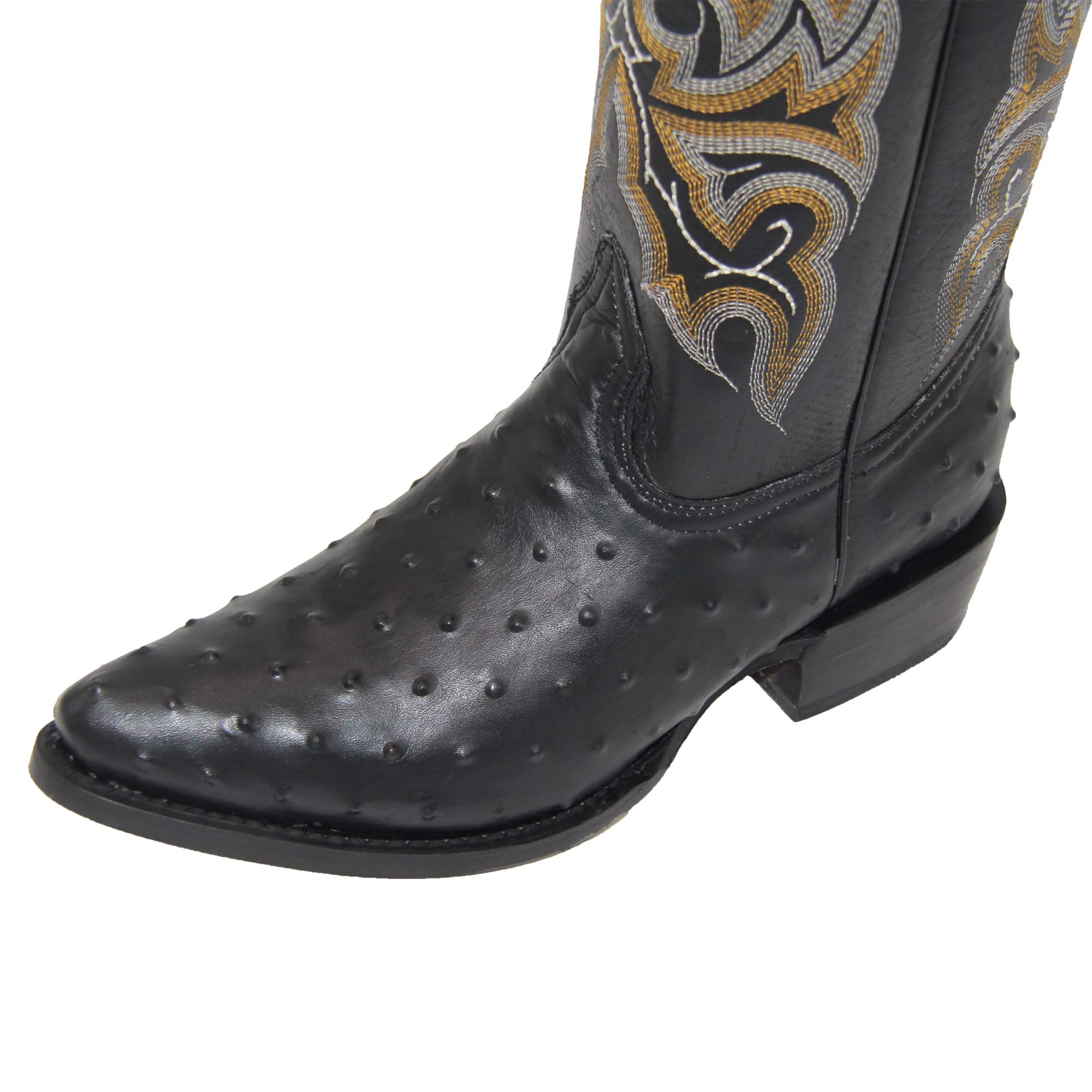 Premium Men's Leather Cowboy Boots - Genuine Embossed Ostrich Print Western Boots for Men with Free Matching Belt | Durable Rodeo & Country Style Footwear for Ranch Work, Line Dancing & Western Fashion