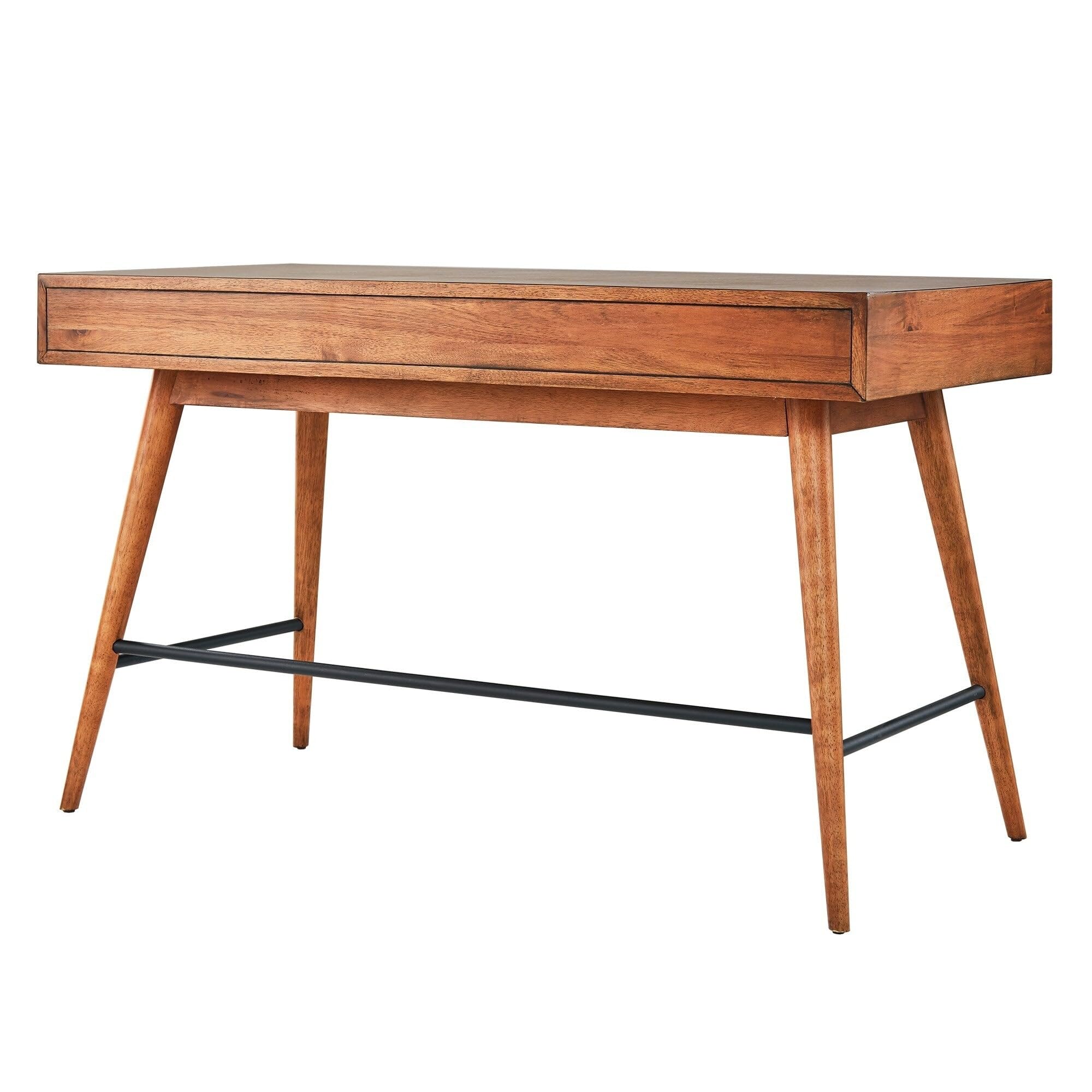 Modern Brown Inspire Q Aksel Wood 3-Drawer Writing Desk - Compact Home Office Desk for Small Spaces, Study & Work from Home
