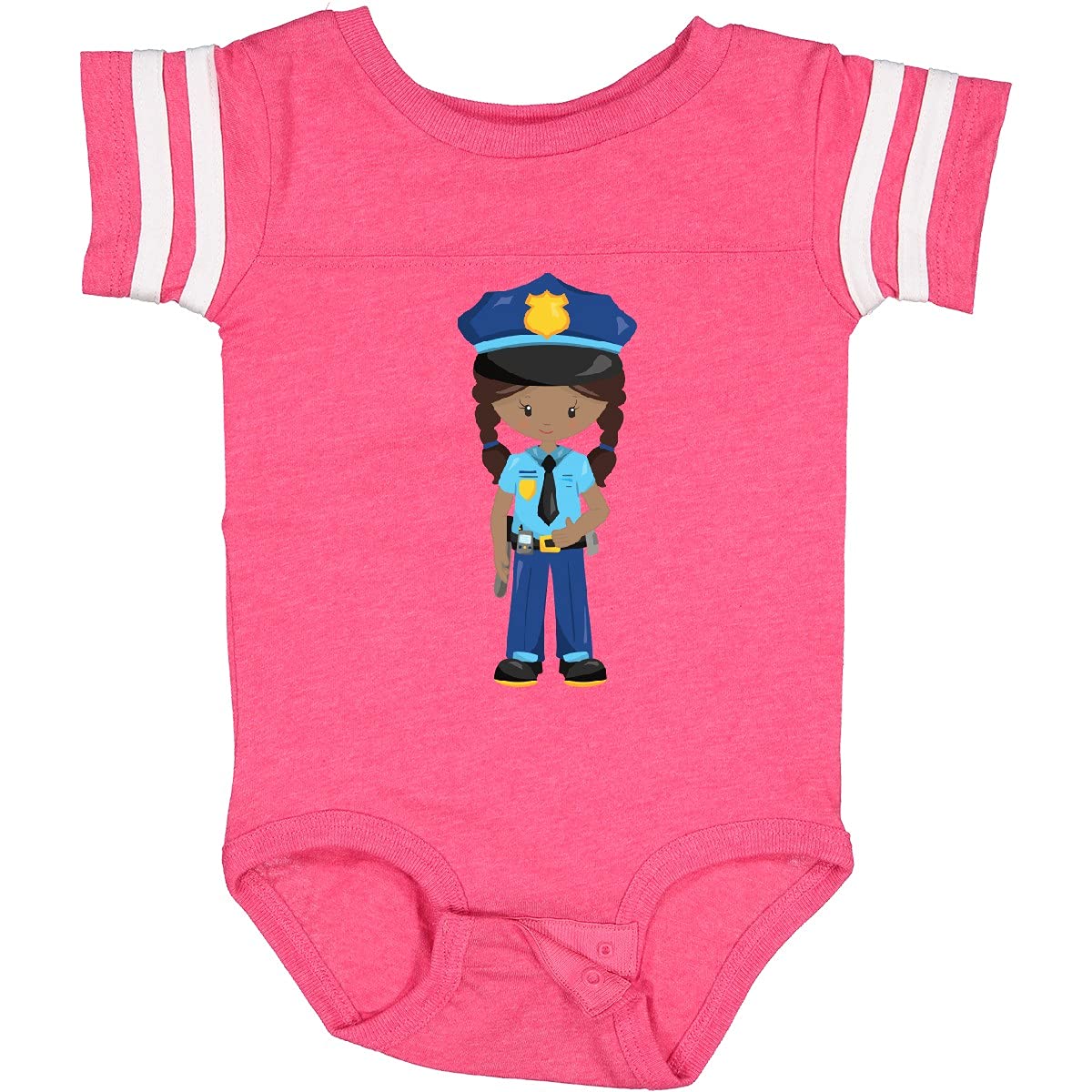 Inktastic African American Girl Police Officer Baby Bodysuit - Cute Infant Outfit for Law Enforcement Appreciation, Career Day & Family Events