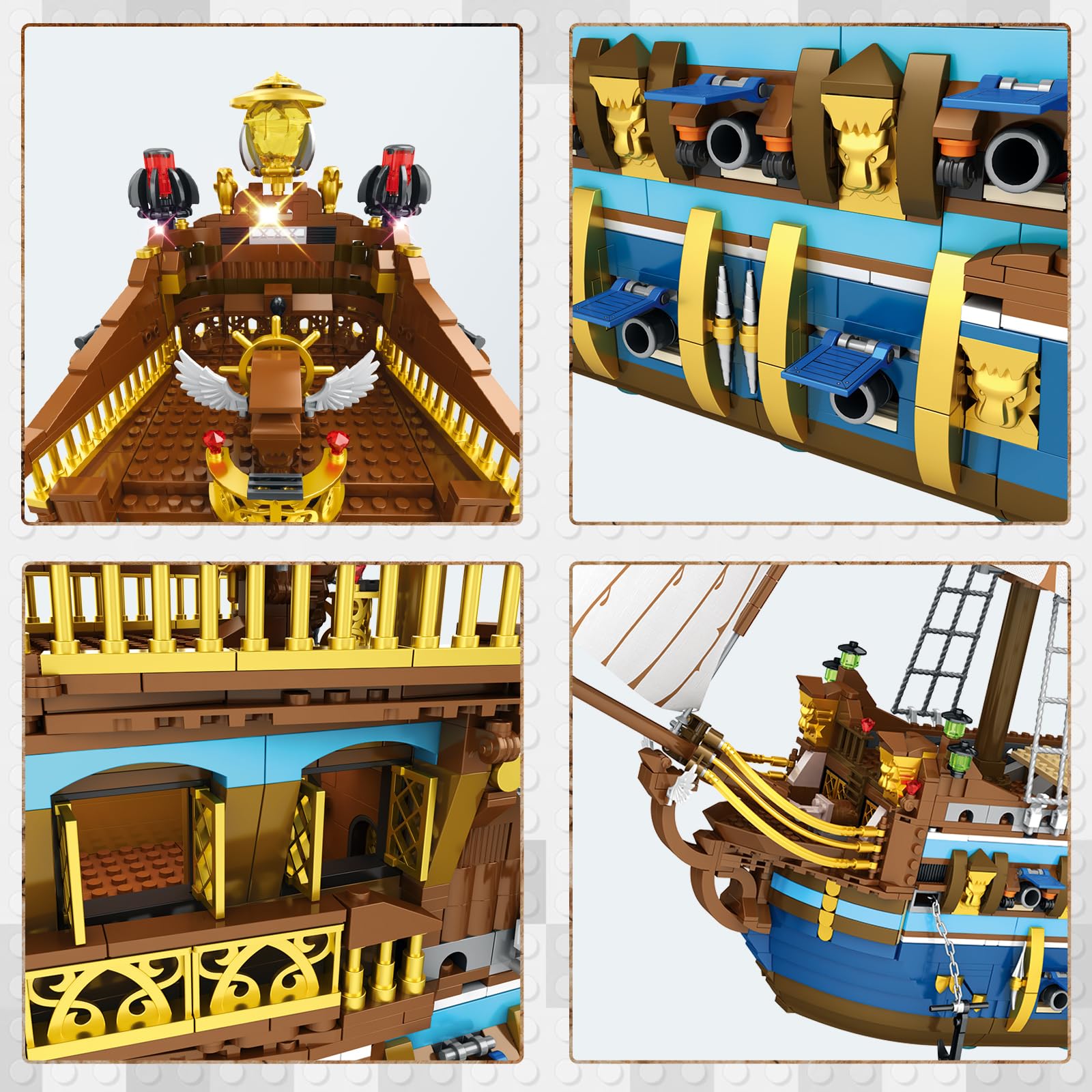 JMBricklayer Pirate Ship Building Set for Adults - 3162 Piece Royal Fleet Ship Model with Tiered Design, Creative Pirate Toy Building Blocks for Teens & Adults - Perfect Gift for Collectors & DIY Enthusiasts | Home Decoration, Birthday Present, Stress Relief Activity