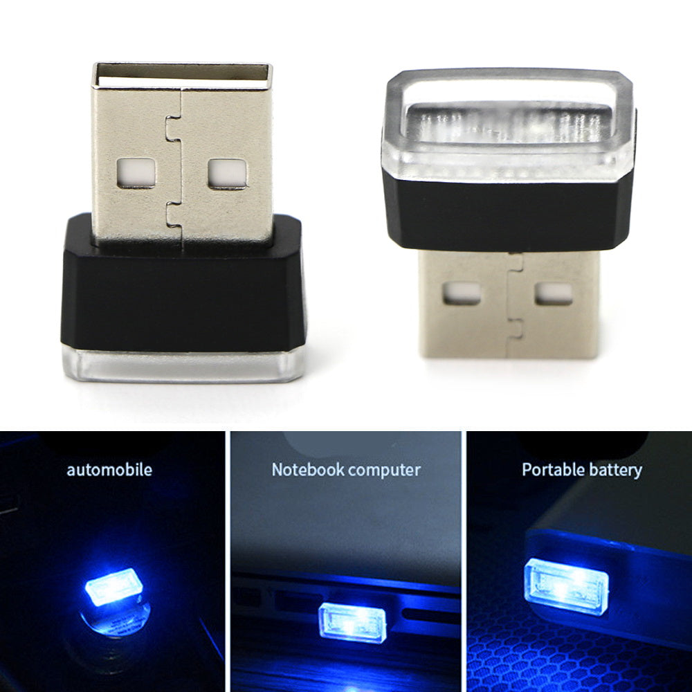 Ultra Blue USB Plug-In Miniature LED Car Interior Ambient Lighting Kit - Enhance Your Vehicle's Atmosphere for Night Driving & Custom Styling