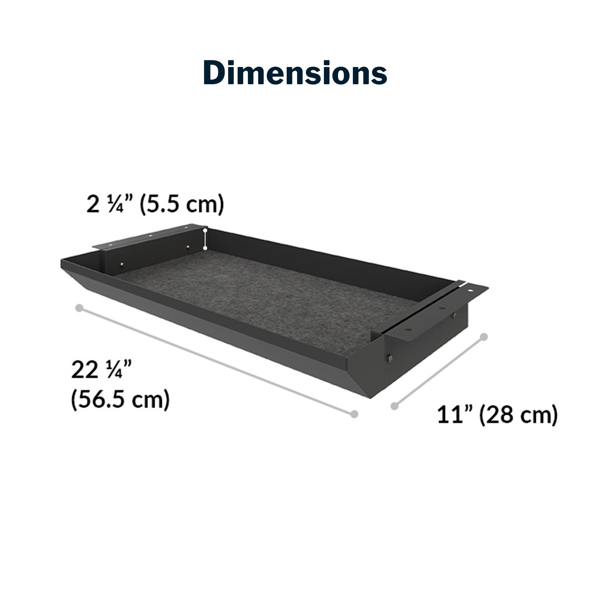 Slim Steel Under Desk Drawer - Undermount Storage Organizer for Standing Desks & Office Workstations - Space-Saving Desk Accessory (20.25