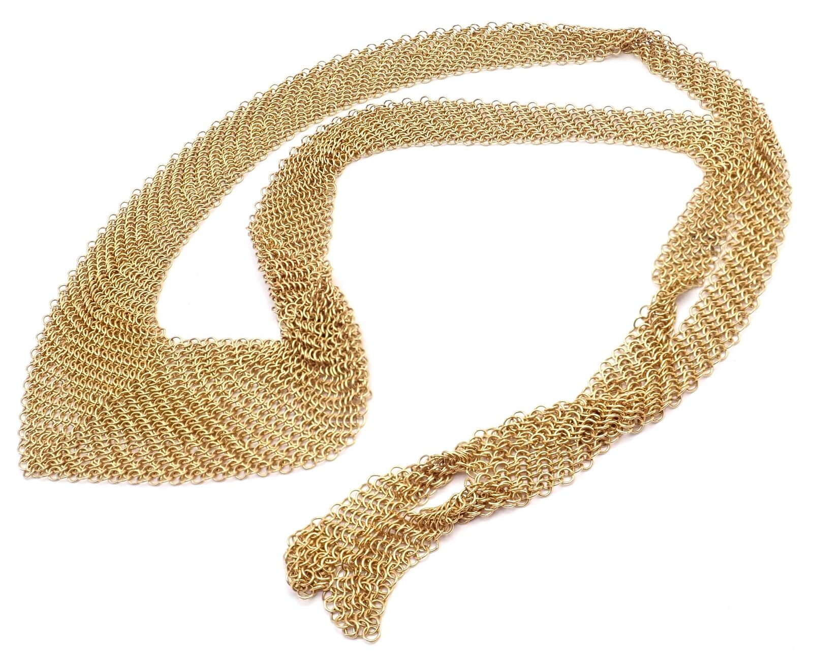 Authentic Tiffany & Co Peretti 20k Yellow Gold Mesh Bib Scarf Necklace - Vintage Luxury Jewelry for Women, Perfect for Weddings, Parties & Special Occasions