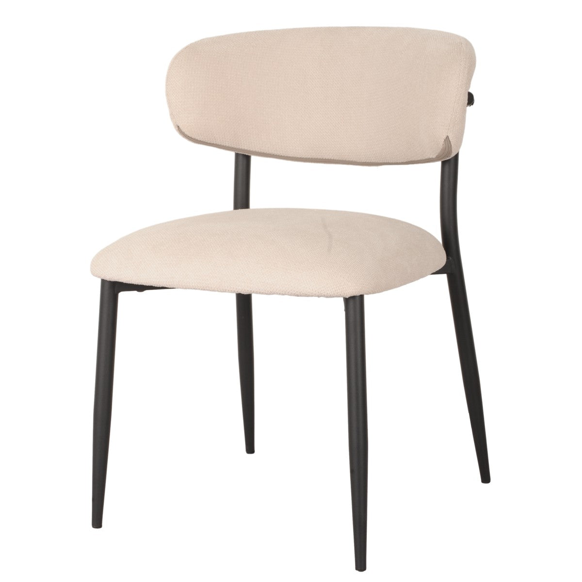 Modern Beige Dining Chairs Set of 2 - Comfortable Upholstered Kitchen Chairs with Wooden Legs - Perfect for Dining Room, Kitchen, Breakfast Nook & Small Spaces