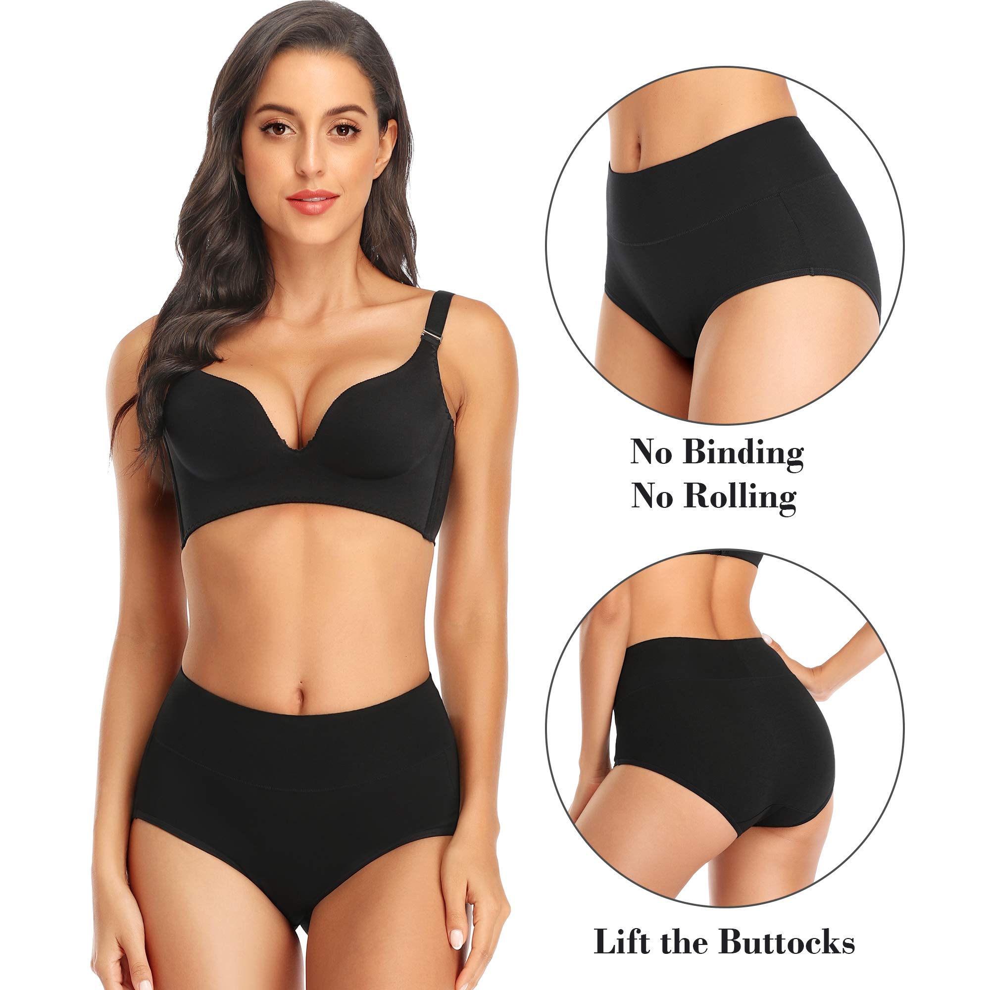 Women's Tummy Control Underwear - High Waisted Cotton Briefs for No Muffin Top, Soft & Breathable Panties - Perfect for Everyday Wear, Workout & Postpartum Recovery