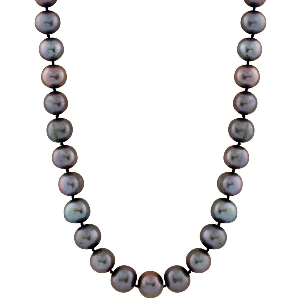 Bella Pearl Black Cultured Pearl Necklace for Women - Elegant 18 Inch Strand with Sterling Silver Clasp - Perfect for Weddings, Parties & Formal Occasions