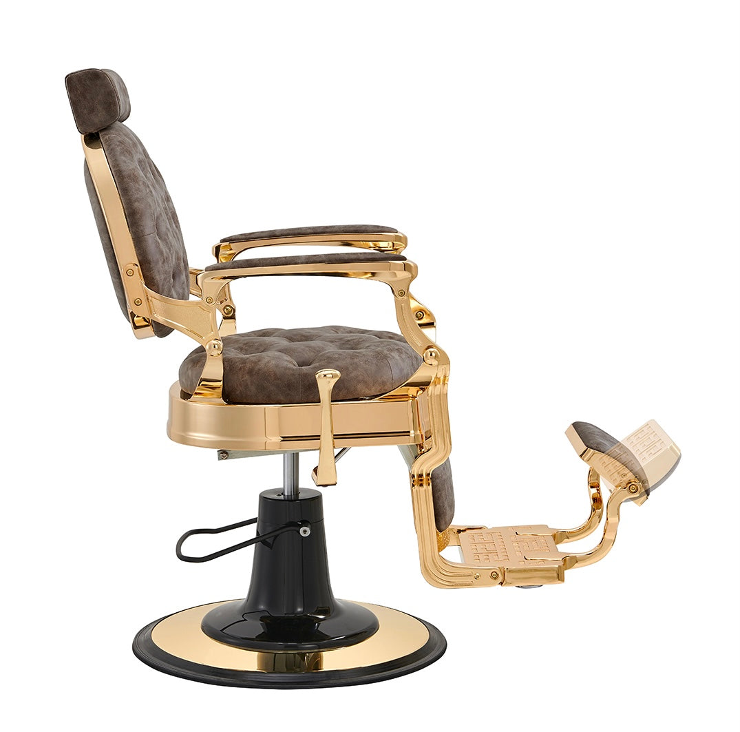 Princeton Professional Barber Chair with Gold Finish - Heavy Duty Salon & Home Haircut Styling Chair for Barbershops & Personal Use