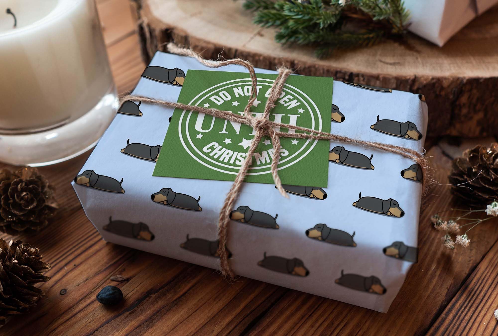 Premium Wiener Dog Gift Wrap - Cute Cartoon Black Brown Dachshund Wrapping Paper for Christmas, Birthday & Party Decorations (20