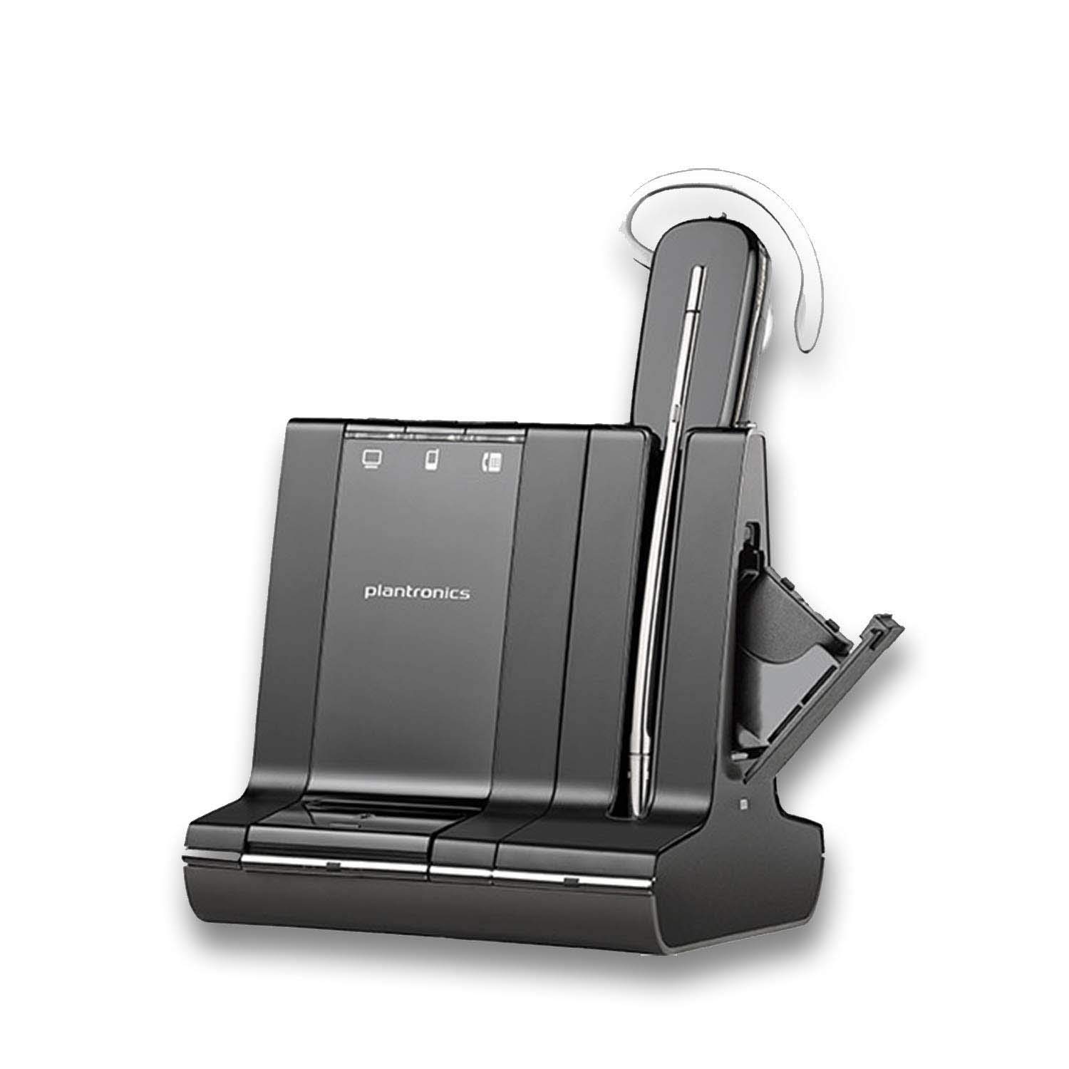Plantronics Savi W745-M Multi-Device Wireless Headset System with Noise Cancelling - Office & Call Center Headphones for Clear Calls, Webinars & Remote Work
