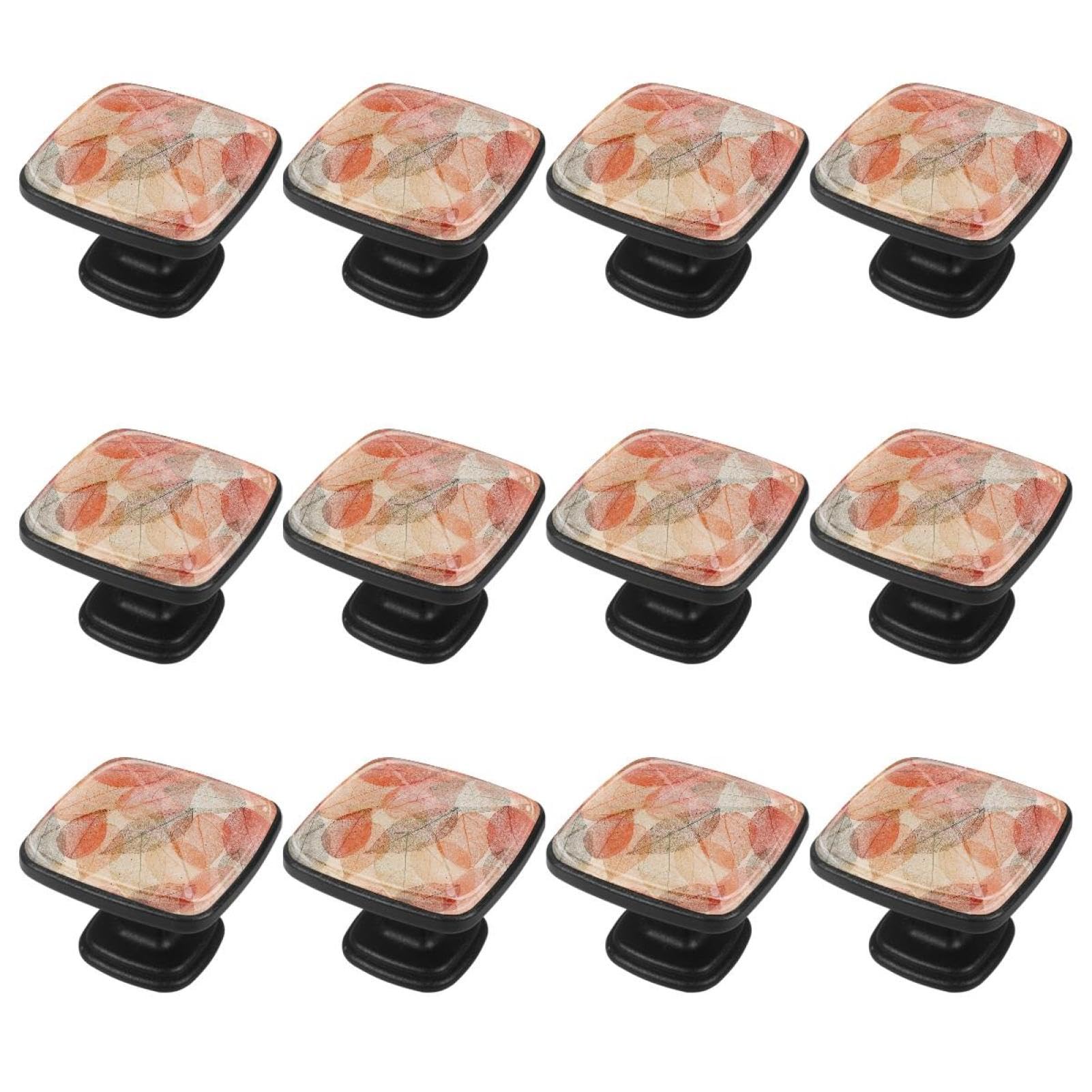 12Pcs Cabinet Handles and Drawer Knobs - Abstract Autumn Leaf Design for Kitchen Cabinets, Dressers & Furniture (Easy Installation, Durable Hardware) - Perfect for Home Renovation & DIY Projects
