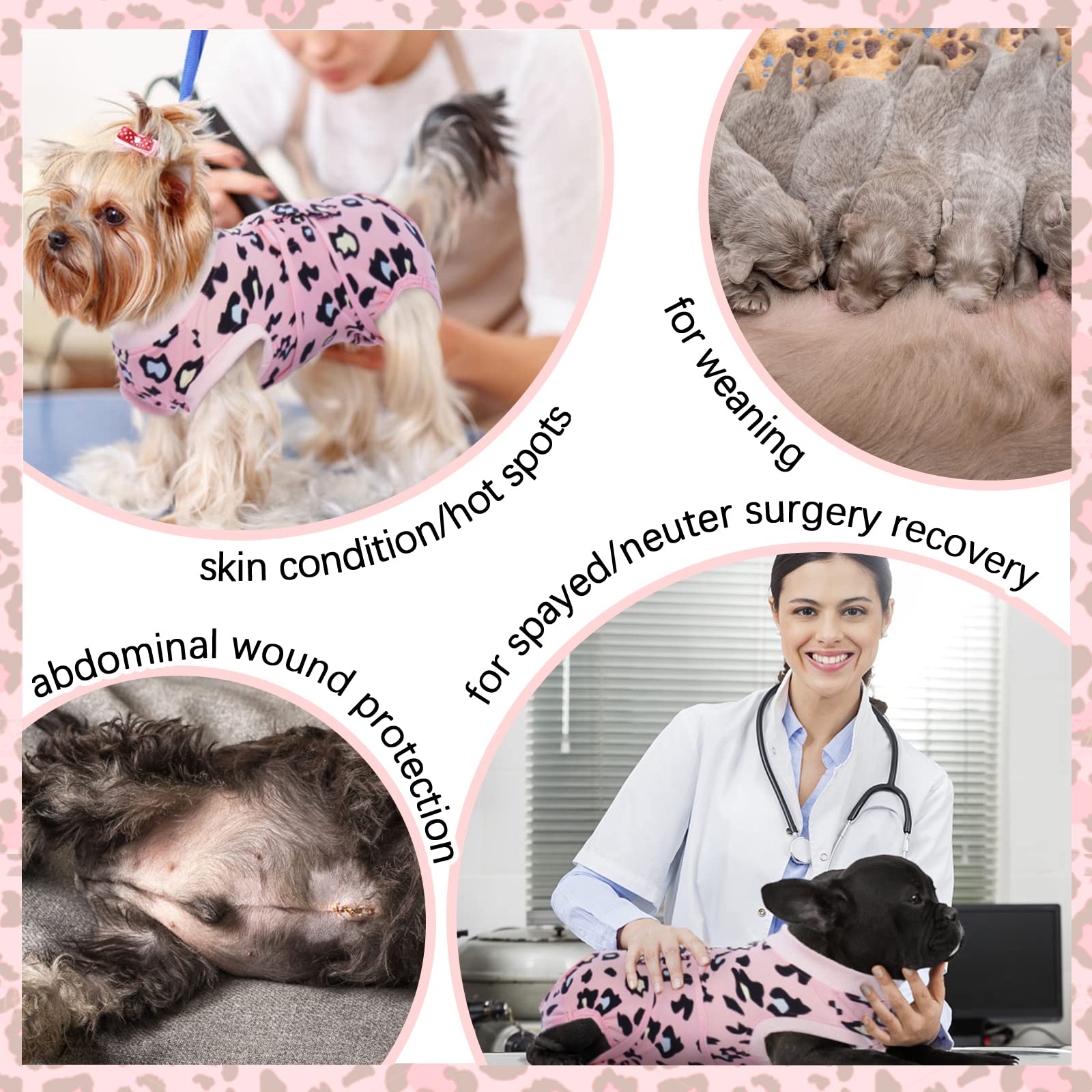 Post-Surgery Recovery Suit for Dogs - Soft, Breathable, Comfortable - Pink Leopard Print - XXL Size - Ideal for Spay/Neuter, Wound Protection & Stress Relief