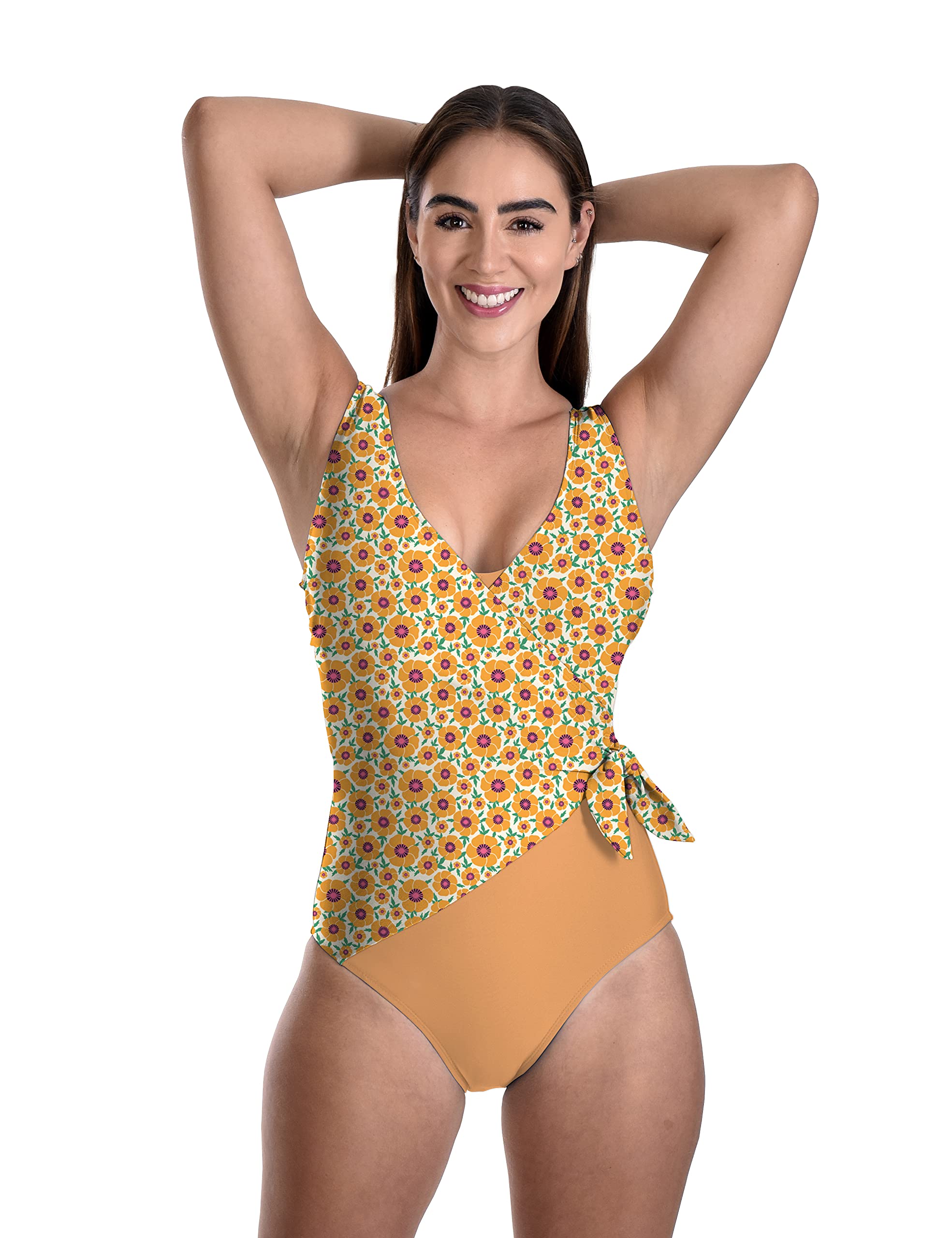 Women's Classic One Piece Swimsuit - Tummy Control & Body Shaping with Side Bunny Tie | Perfect for Beach Vacations, Pool Parties & Summer Getaways