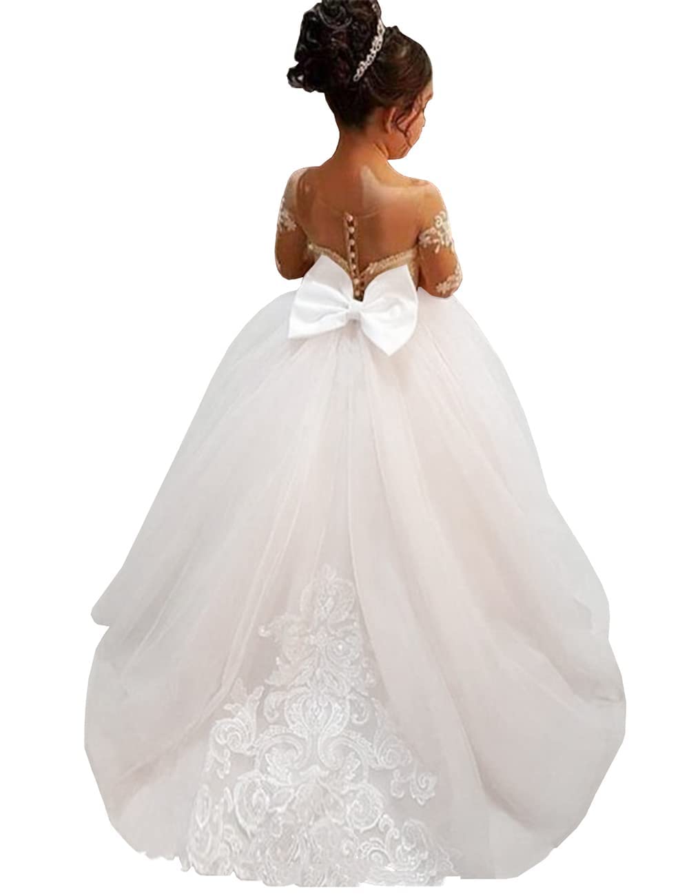 MuchXi Elegant Lace Flower Girl Dresses for Kids | First Communion Dress | Princess Wedding Pageant Ball Gown | Perfect for Weddings, Baptisms & Special Occasions
