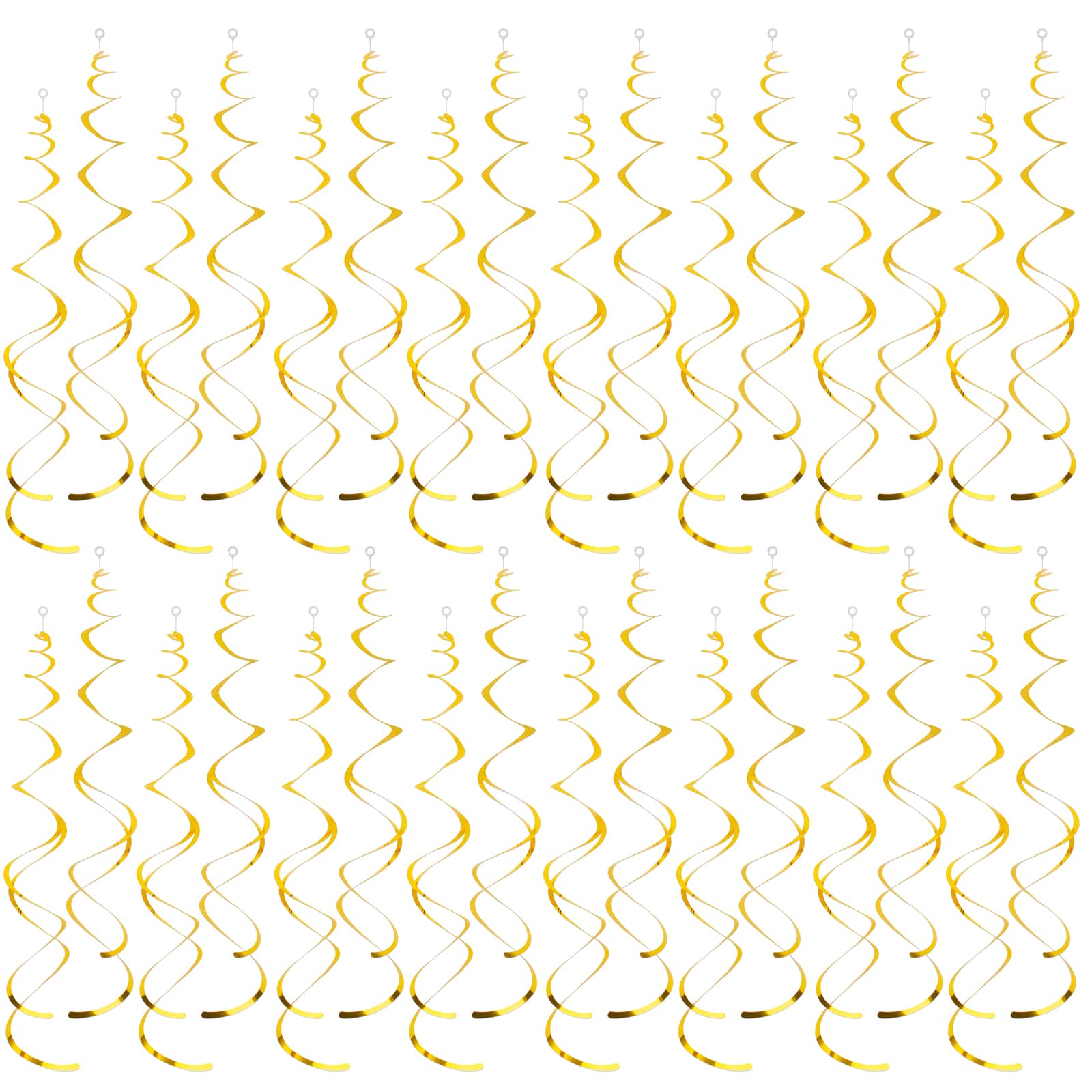 36Pcs Gold Hanging Swirl Decorations - Premium Foil Swirls & Streamers for Ceiling Decor - Perfect for Graduation, New Year's Eve 2025, Hollywood Theme Parties & Celebrations (Gold) - Great for Photo Backdrops, Event Centerpieces & Festive Home Decor