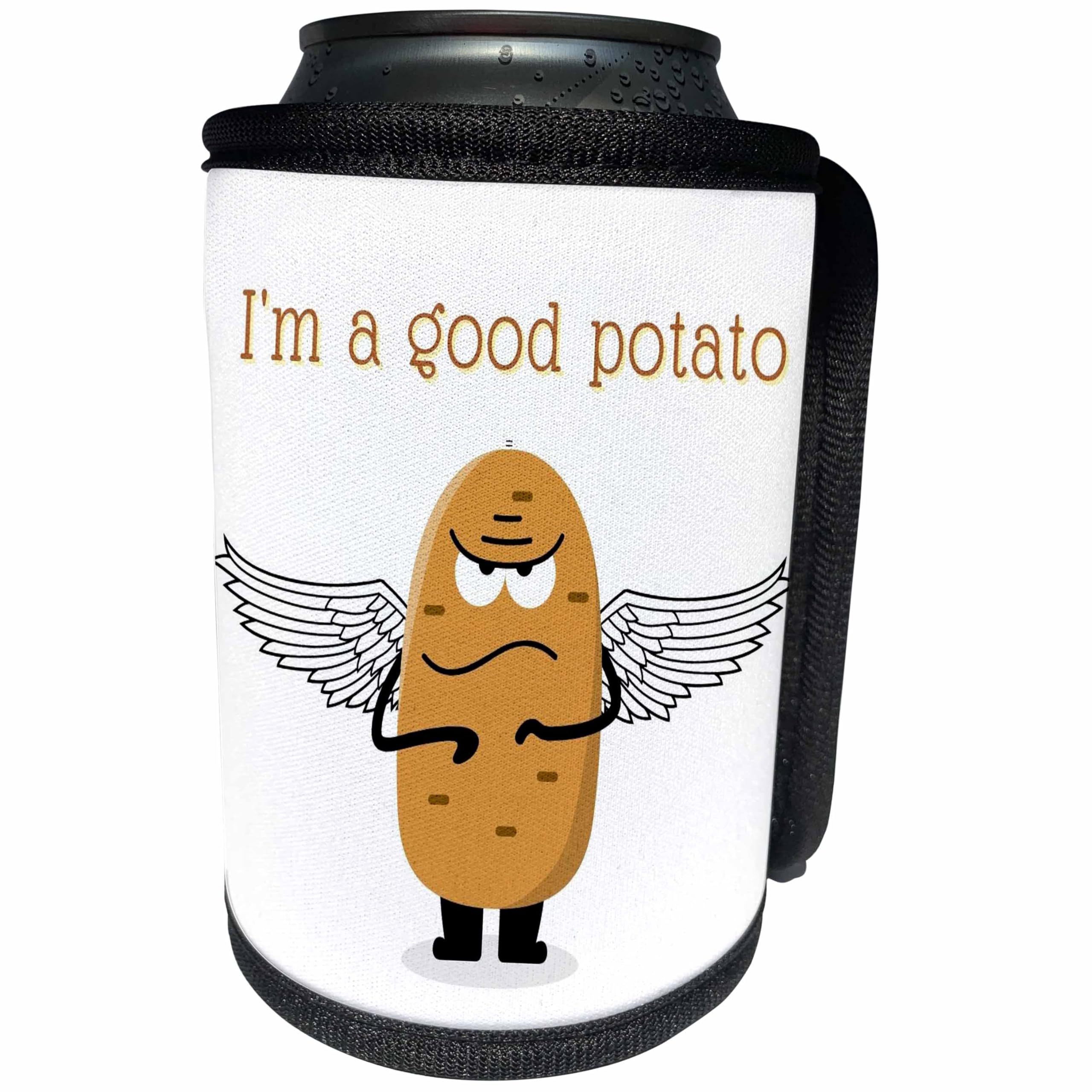 3D Rose Mary Aikeen Funny Potato Quotes Can Cooler Bottle Wrap - Cute Potato Angel Design for Beer Soda Cans, Perfect for Parties, BBQs, and Outdoor Events