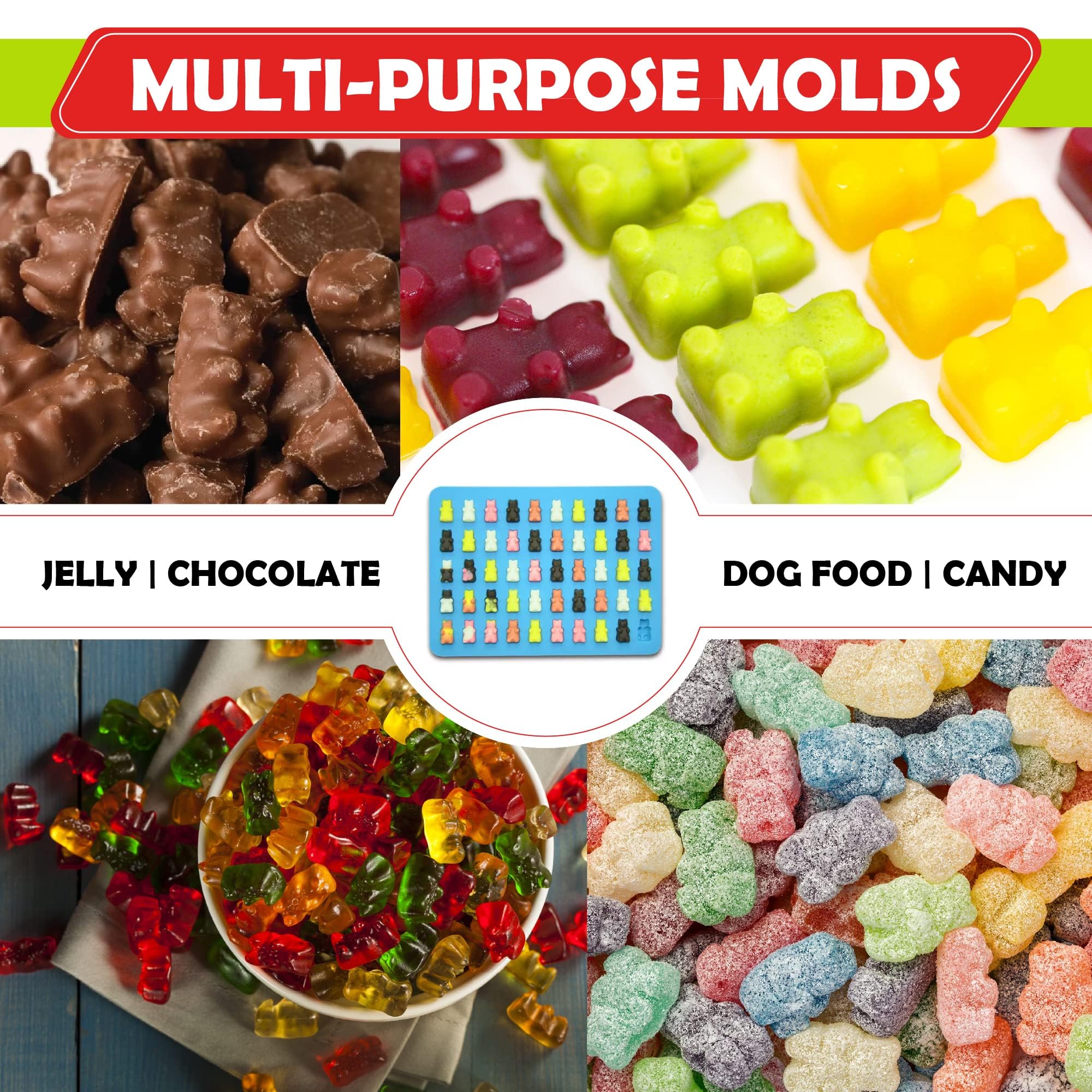 Set of 4 Non-Stick Silicone Gummy Bear Molds with Dropper - DIY Candy Making Kit for Homemade Gummy Bears, Jelly Candies & Desserts - Perfect for Birthday Parties, Baking Decorations & Kids' Snacks