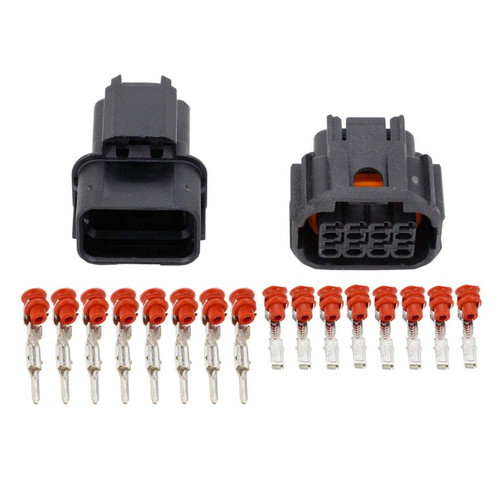 8 Pin Waterproof Connector Set with LED Headlight & Speaker Plug - Terminals 6189-7423 & 6181-6850 - Ideal for Motorcycle, ATV & Marine Electrical Wiring Upgrades