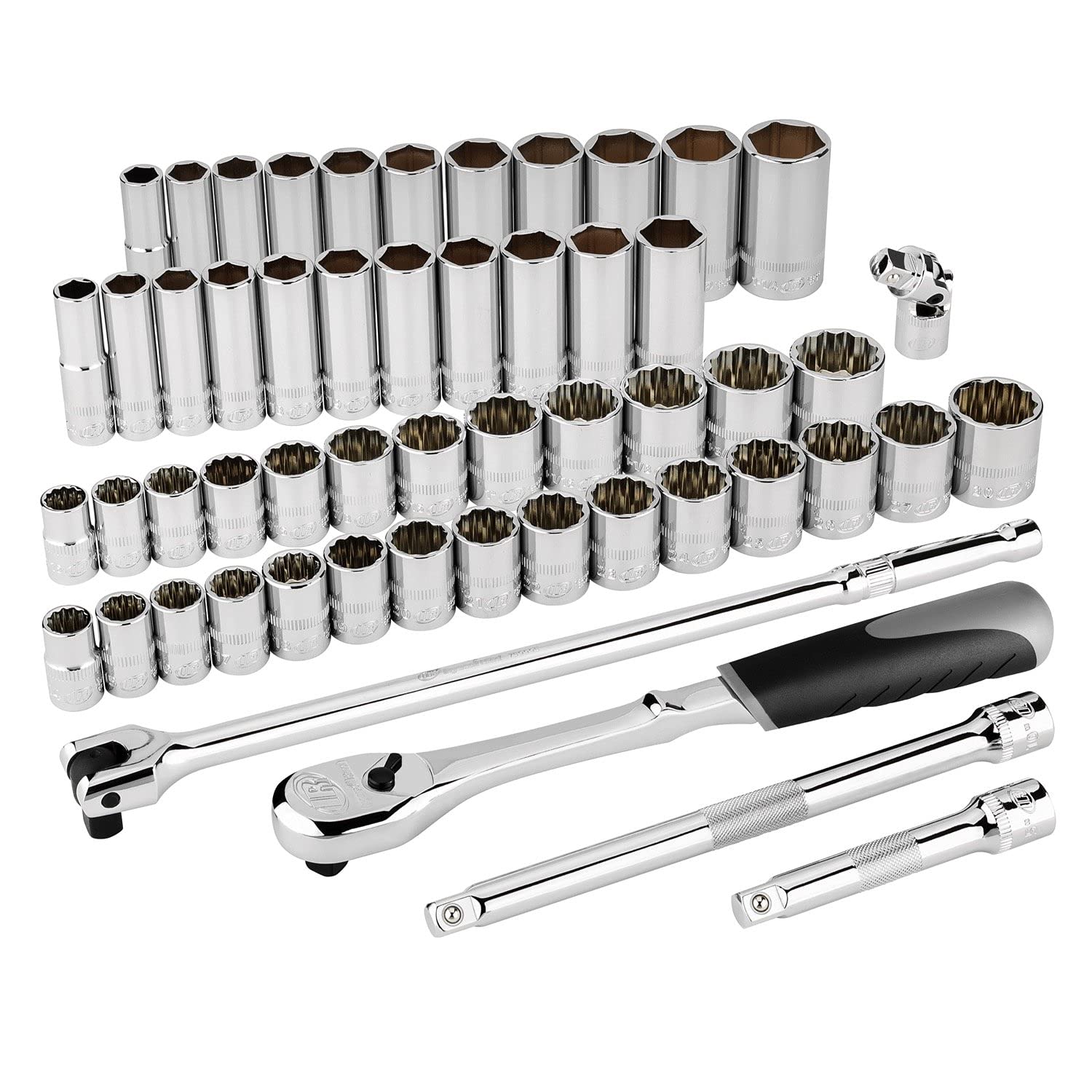 Ingersoll Rand 54-Piece 1/2-Inch Drive SAE/Metric Master Socket and Accessory Set (752002) - Professional Automotive & Industrial Tool Kit for Mechanics and DIY Repairs
