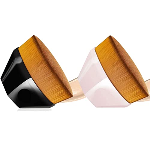 Flat Top Kabuki Makeup Brush for Foundation - Professional Liquid, Cream & Powder Blending - Black & Pink Cosmetic Brush Set - Perfect for Flawless Everyday & Special Occasion Makeup