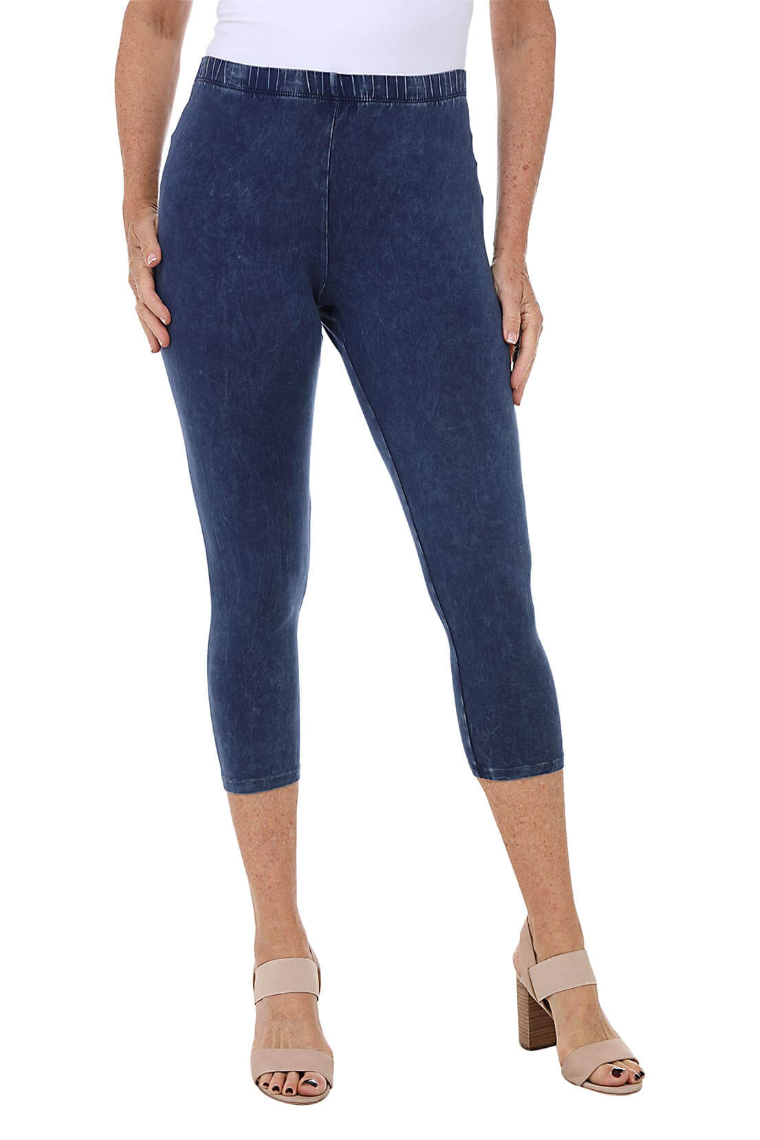 Mineral Wash Capri Leggings for Women - High Waisted Stretchy Yoga Pants - Comfortable Workout & Lounge Wear for Running, Gym, Travel