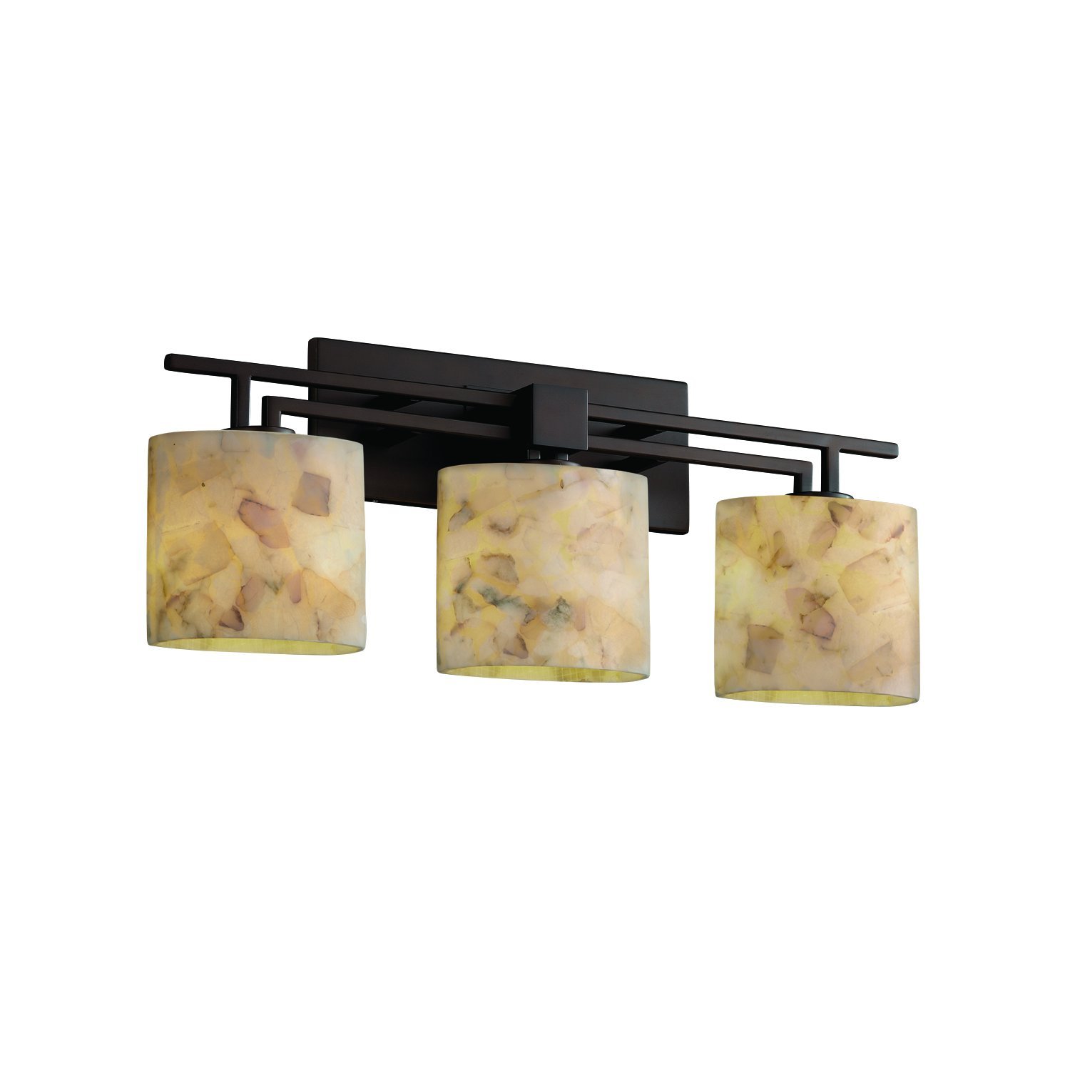 Justice Design Group Alabaster Rocks! 3-Light Bathroom Vanity Bar - Dark Bronze Finish with Natural Alabaster Stone Resin Shade for Modern Bathroom Lighting