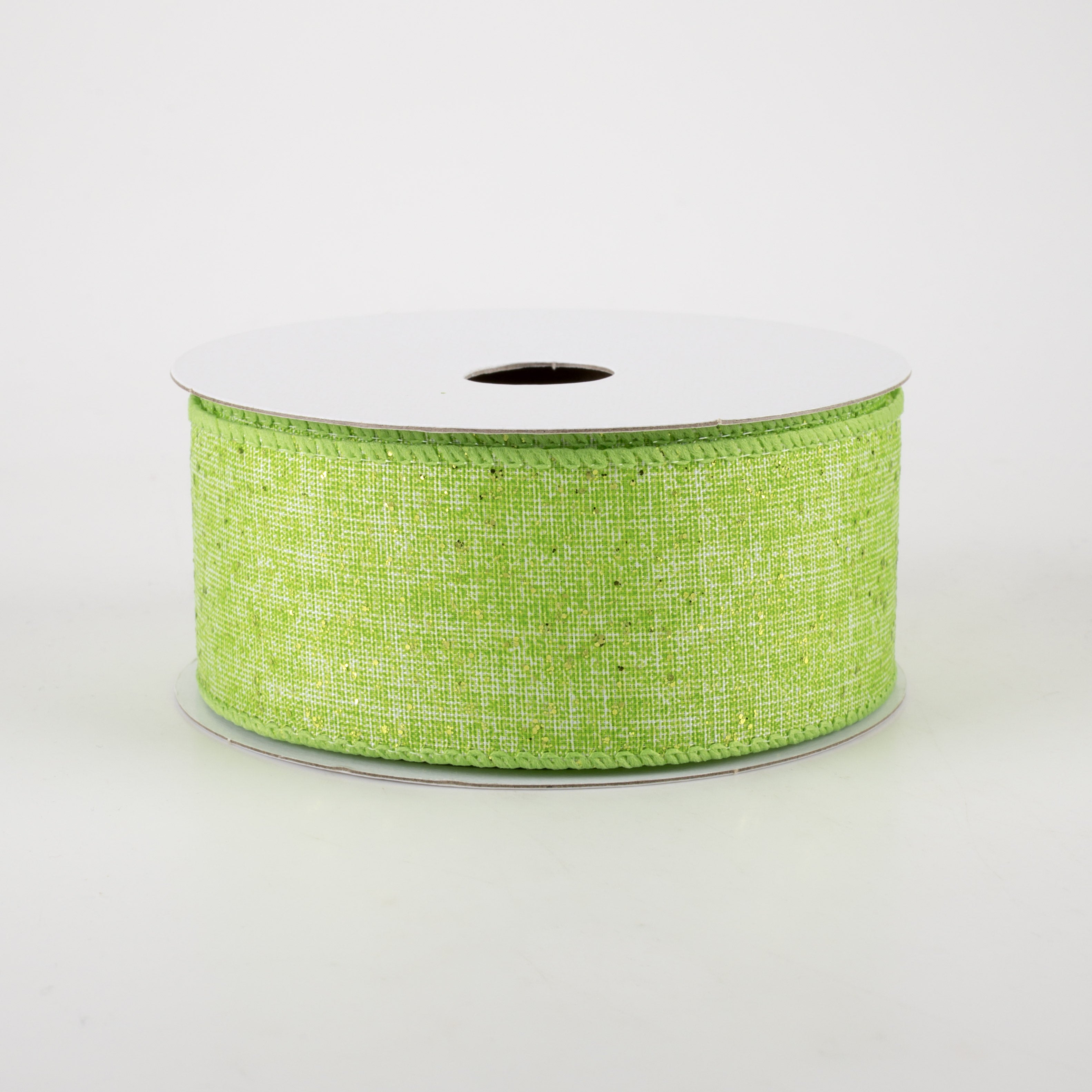 1.5 Inch Glitter Printed Muslin Ribbon - Lime Green (10 Yards) for Gift Wrapping, DIY Crafts, Party Decorations and Scrapbooking