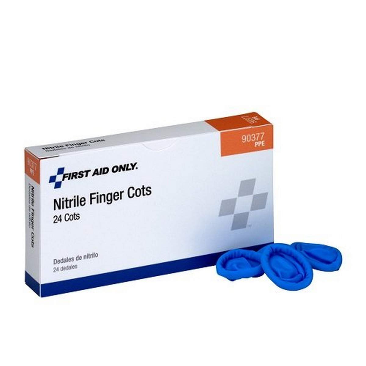 First Aid Only 90377 Nitrile Latex-Free Finger Cots - Box of 24 | Latex-Free First Aid Kit Refill for Business, Food Service & Home Use | Perfect for Food Handling, Medical Exams & Wound Protection